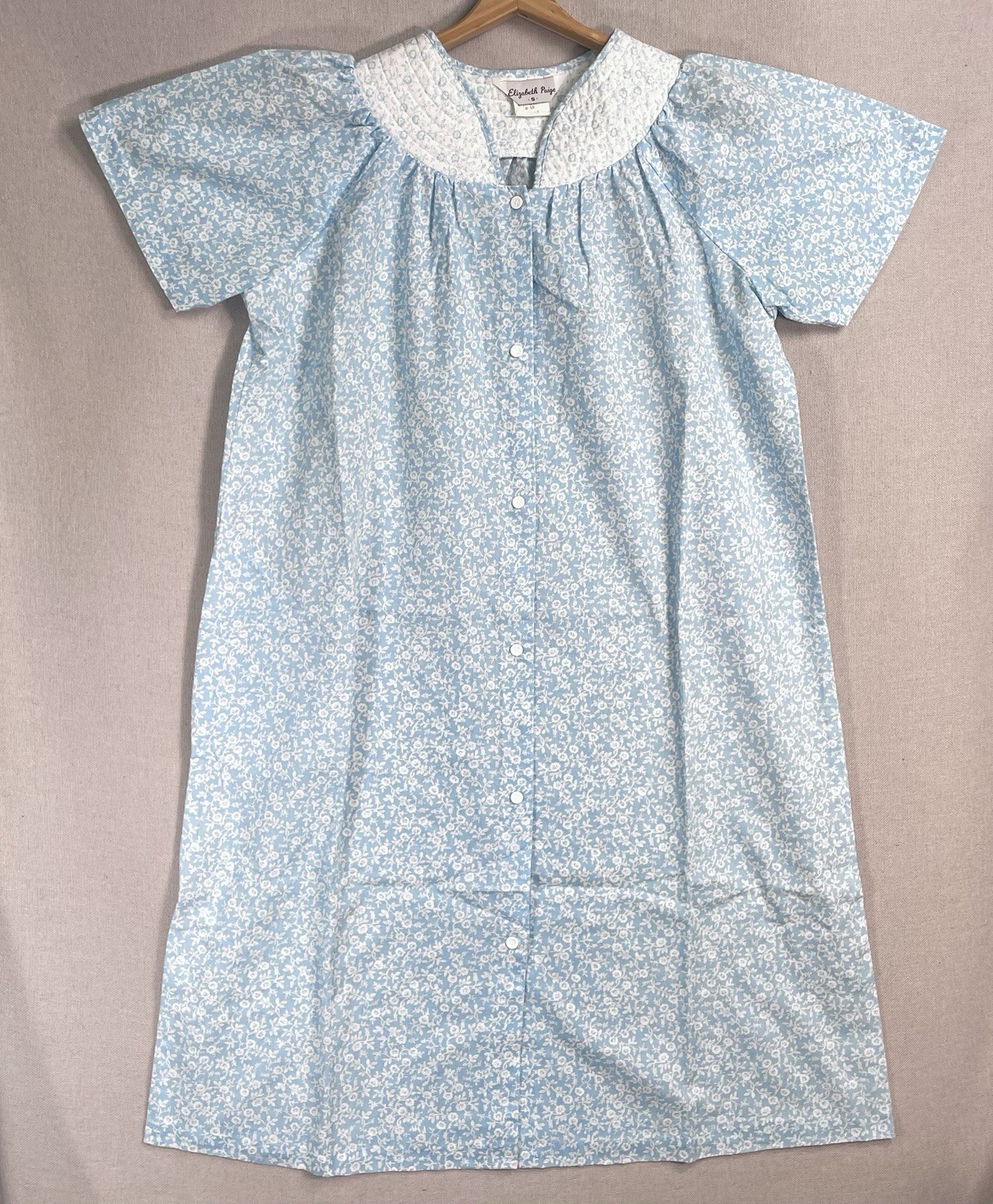VINTAGE Elizabeth Paige Nightgown Size Small Floral Quilted Cottagecore Babydoll