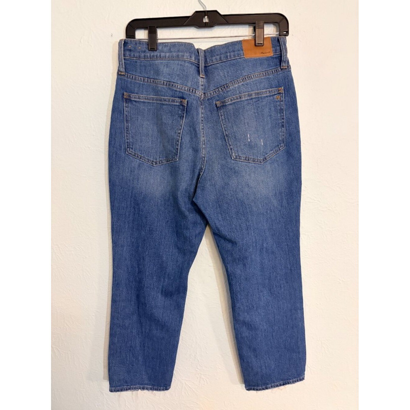 Madewell Perfect Vintage Crop Jeans Blue Raw Hem High Rise Mom Jeans Workwear