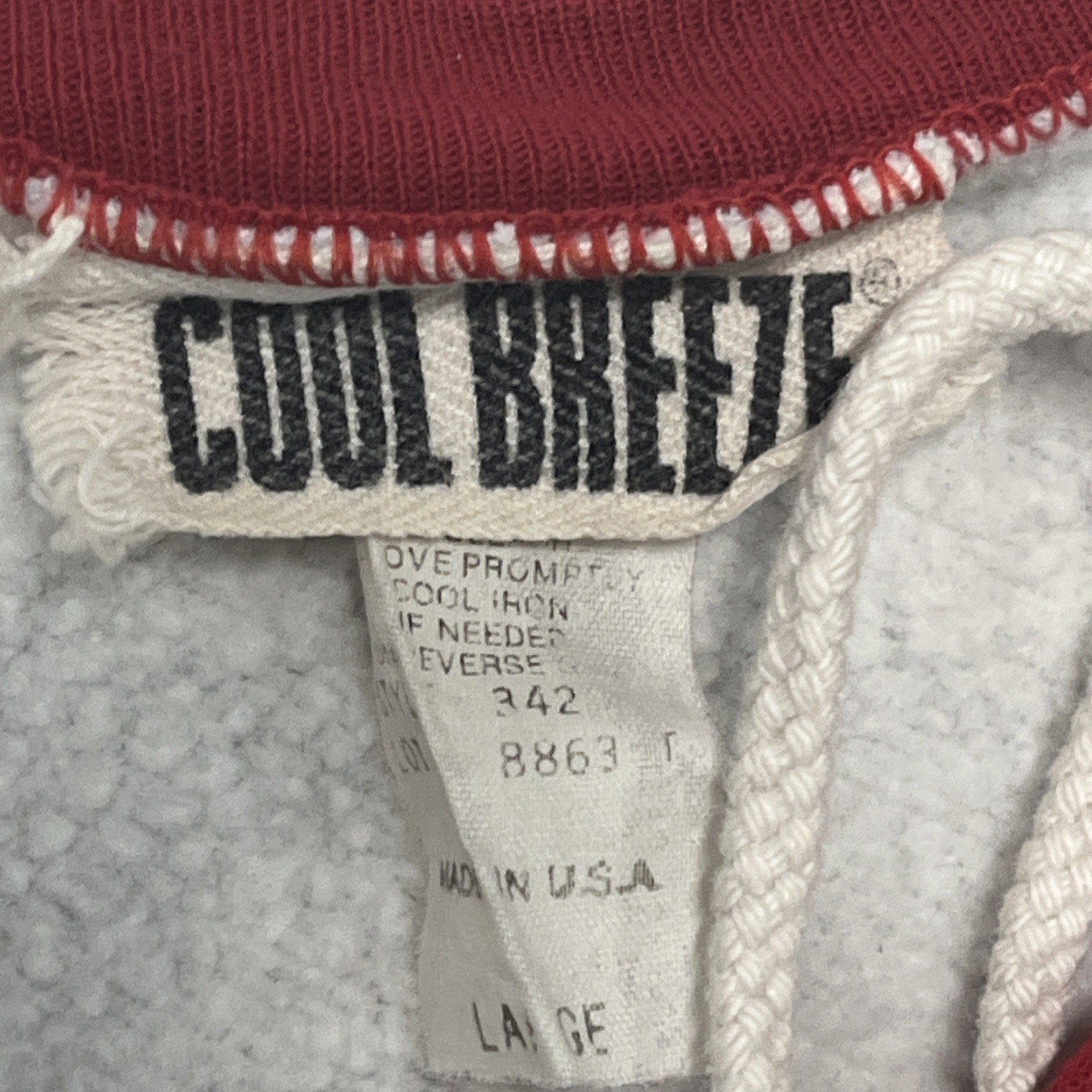 Vintage Cool Breeze USA Large Red And Gray Lace Tie Long Sleeve Acrylic Pullover