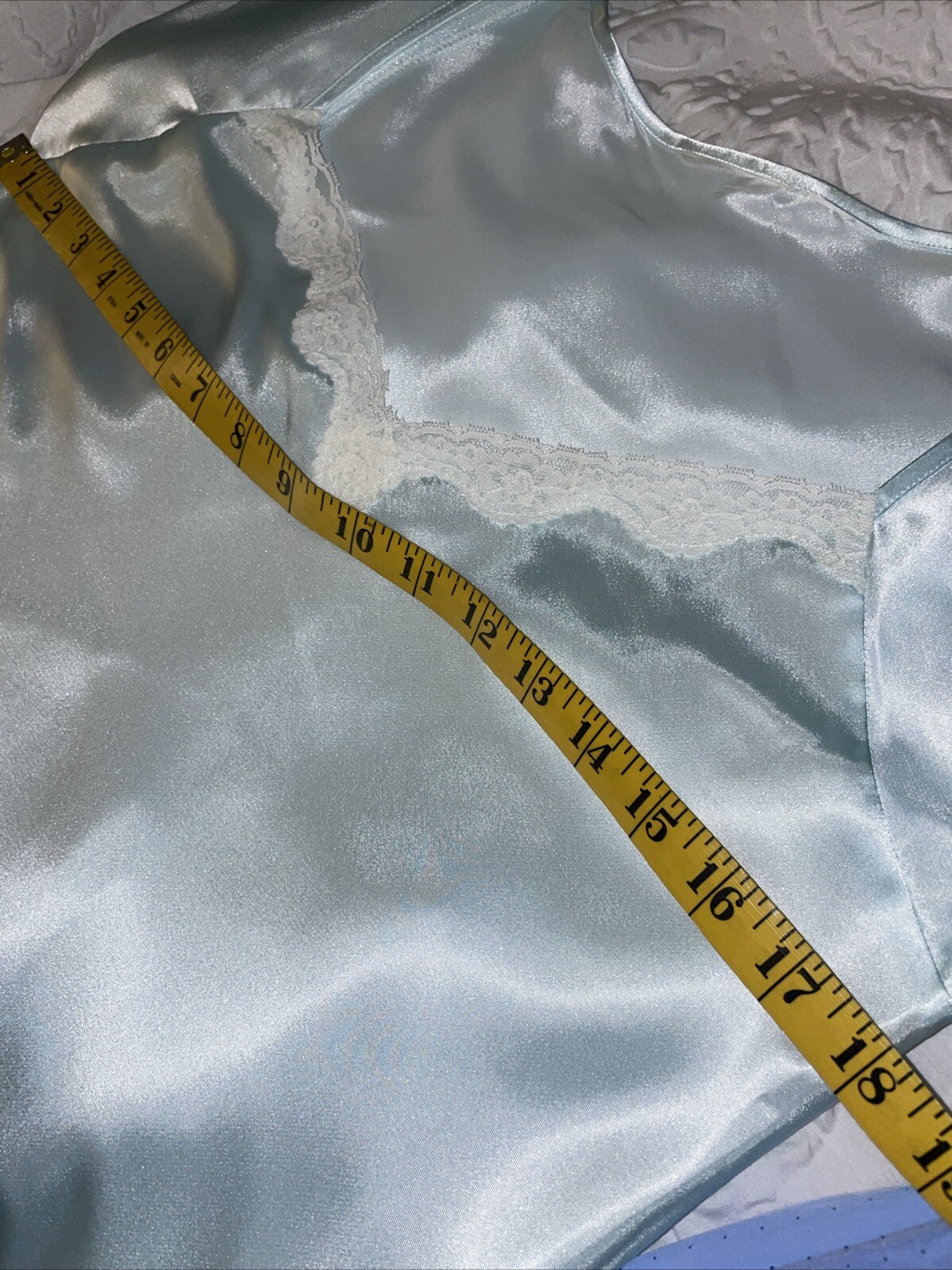 VTG LIQUID Satin SHINY Glossy LONG NIGHTGOWN GOWN LINGERIE*no Tag M 18”Ice Blue