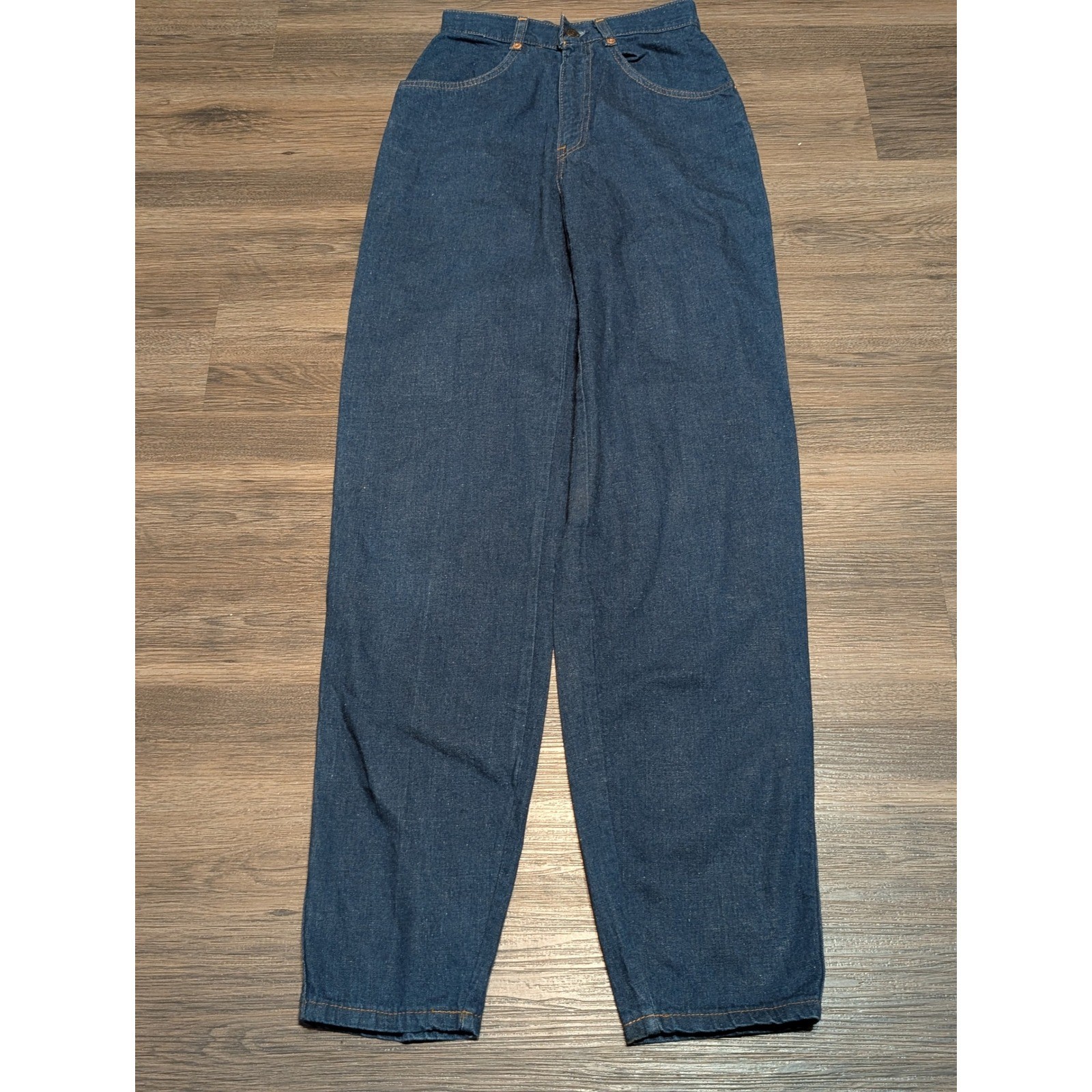 Genuine Vintage 1970s Levis High Waist Tapered Leg Jeans Dark Wash 23×31.5