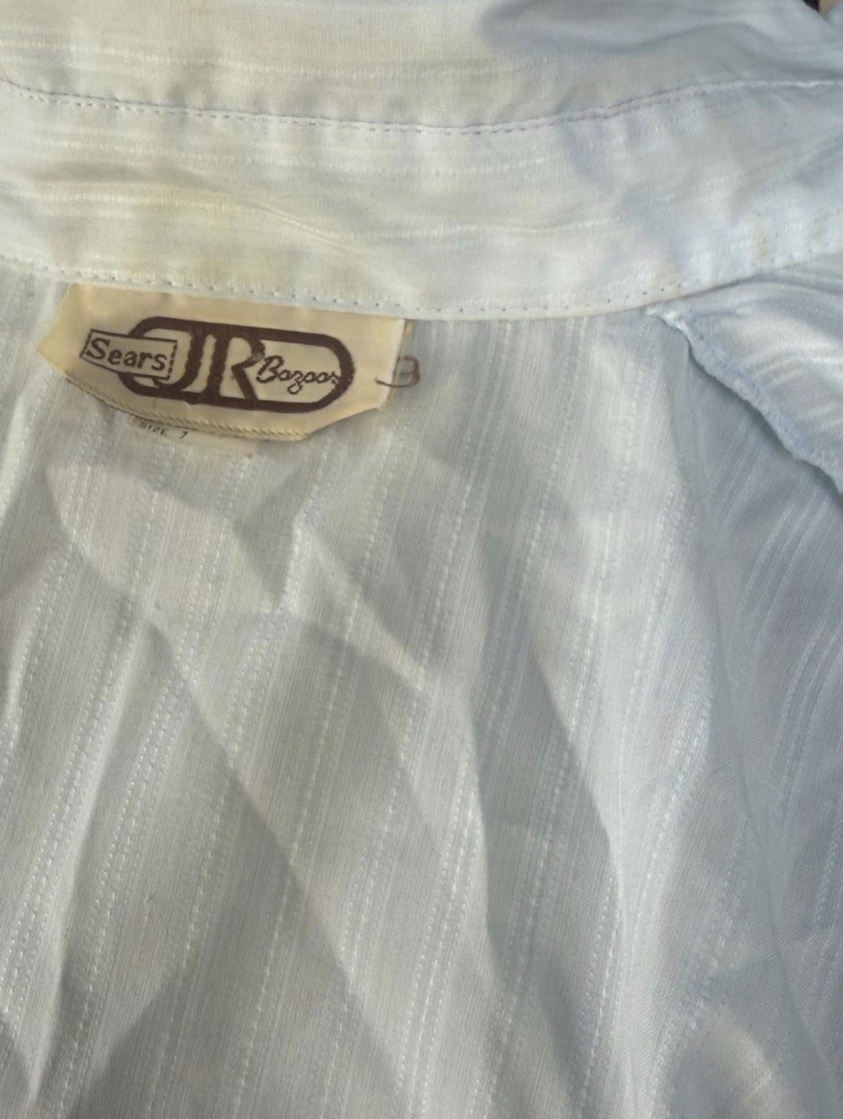 Vintage 70’s Sears Jr Bazaar Button Up Ruffle Blouse Long Sleeve Sz 7 Lt Blue
