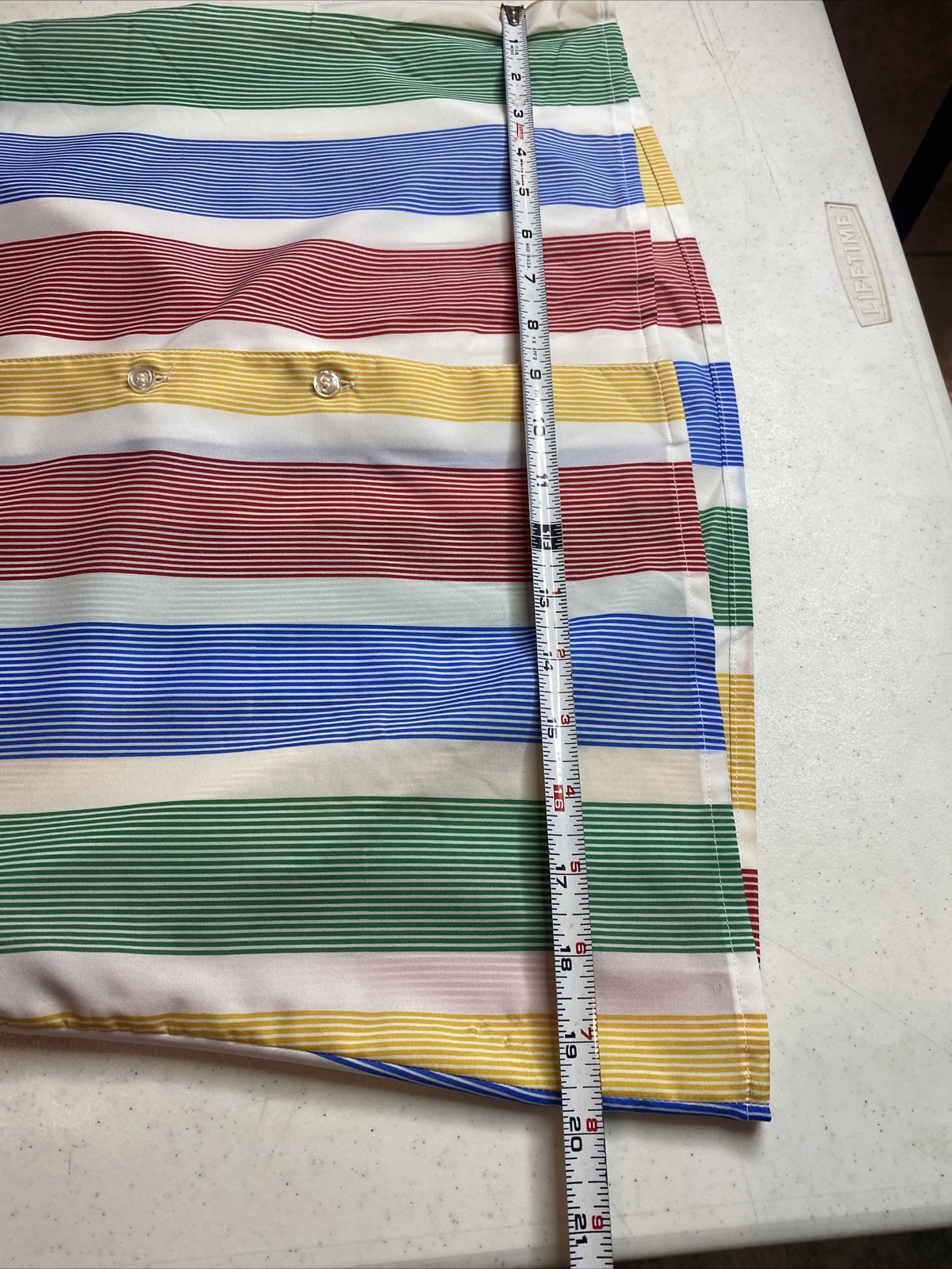 Vtg Rainbow Button Up Short Sleeve Top Blouse USA Made Lady Arrow Mistique