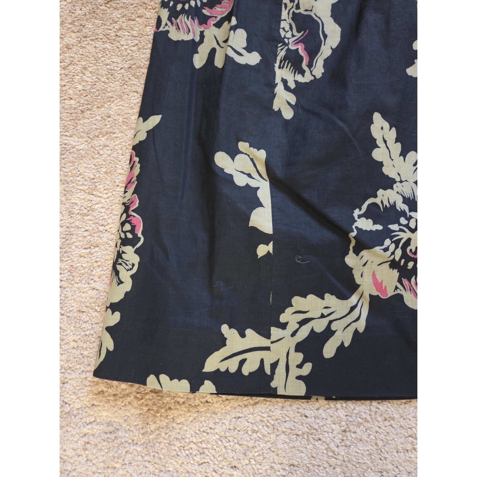 Vintage Joseph Magnin Dark Floral Lightweight 2-Piece Set Skirt and Blouse Sz 14