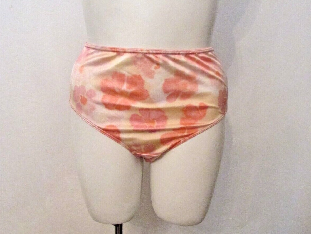 NOS Liquid Second Skin Satin Floral Print Full Cut Brief Panties 22/24 USA made