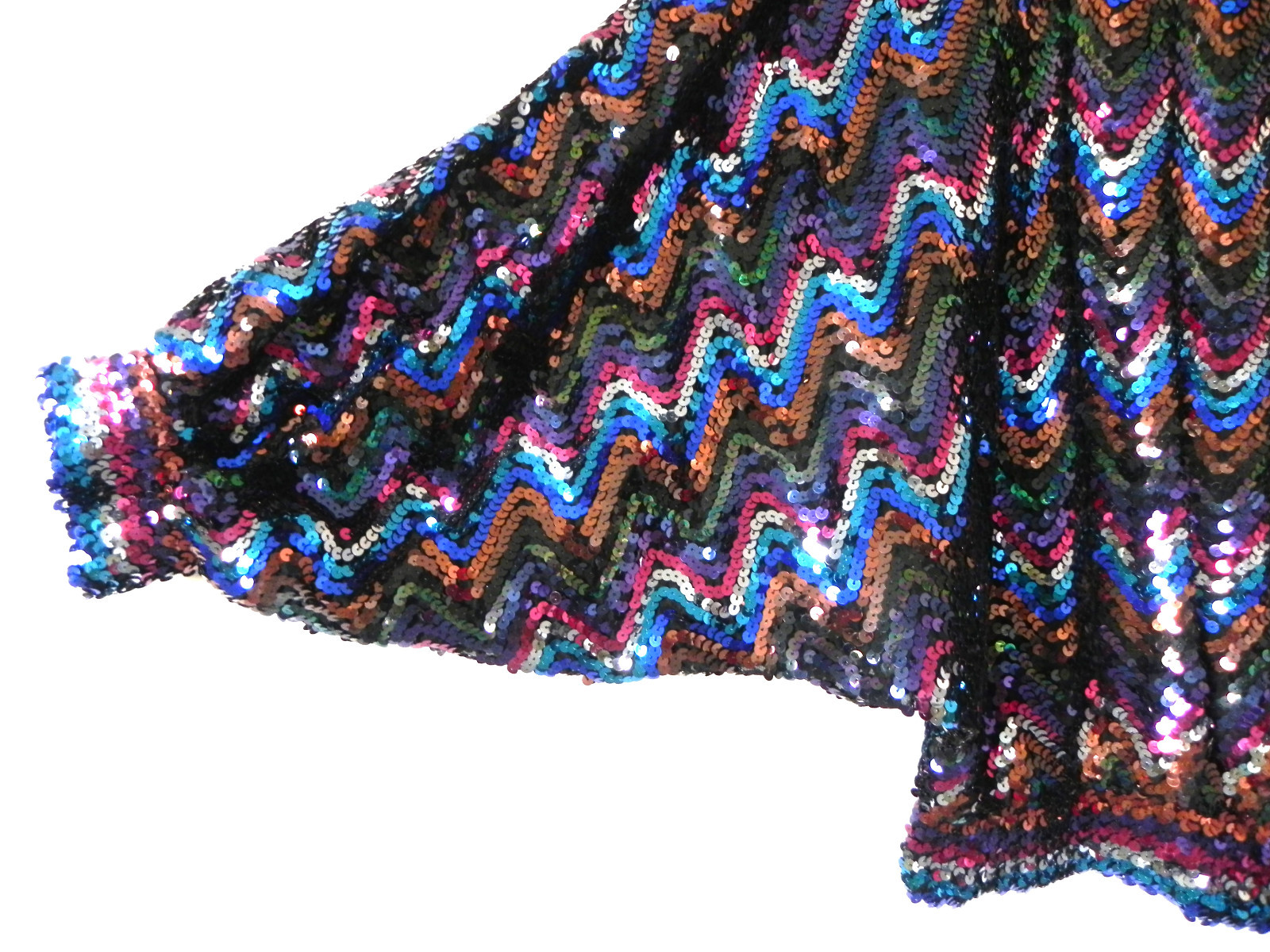 Vtg Sequin Top RARE Bat-Wing Over-Size w Fitted Hem Elastic Waist/Cuffs Size M
