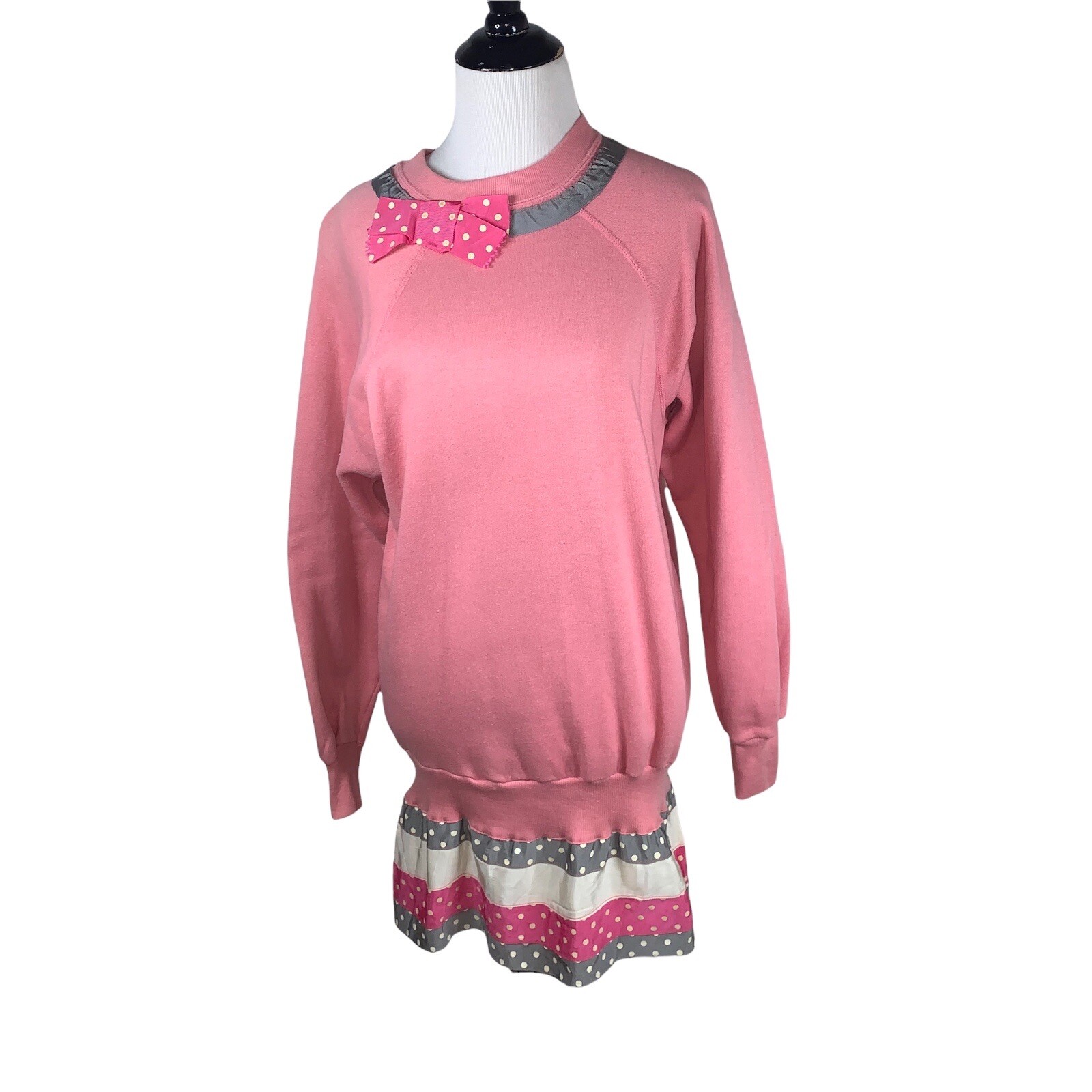 Pannill Knitting Co Women’s M Medium Sweater Vintage 1980’s Ruffles Peplum Pink