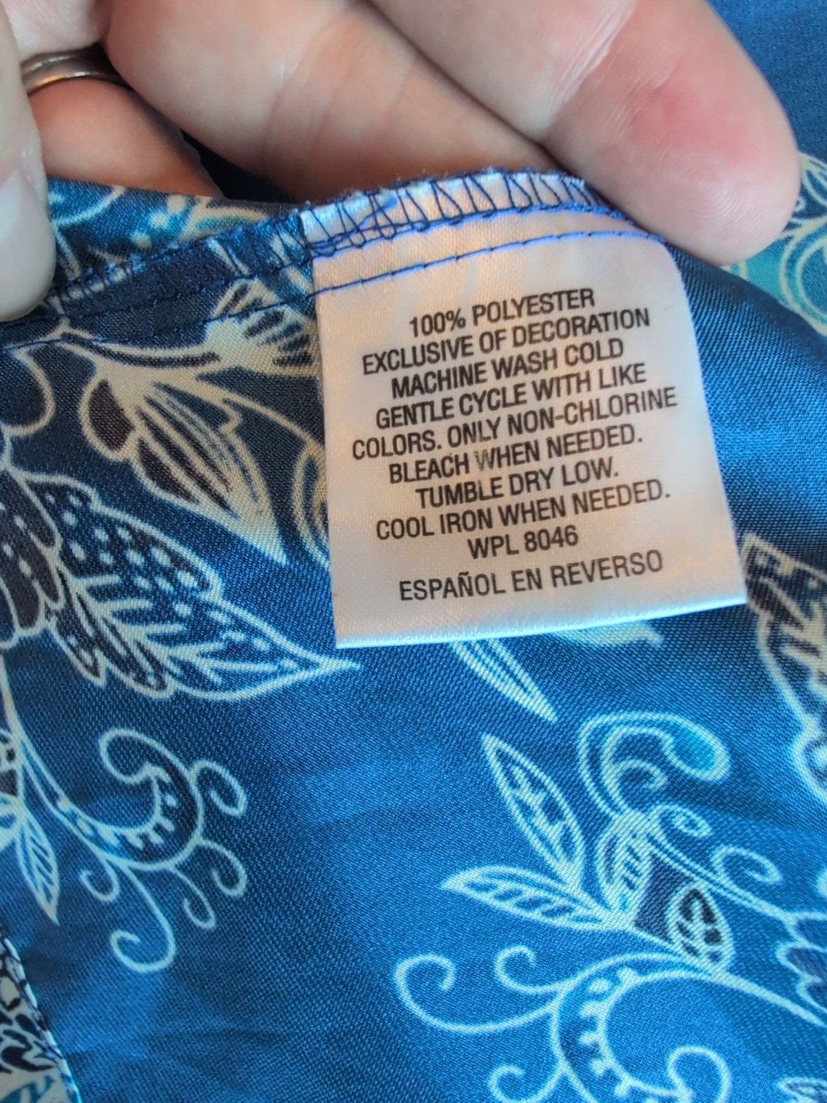 Morgan Taylor Blue Floral Satin Robe L/XL 100% Polyester Silky Belted Pocket Vtg