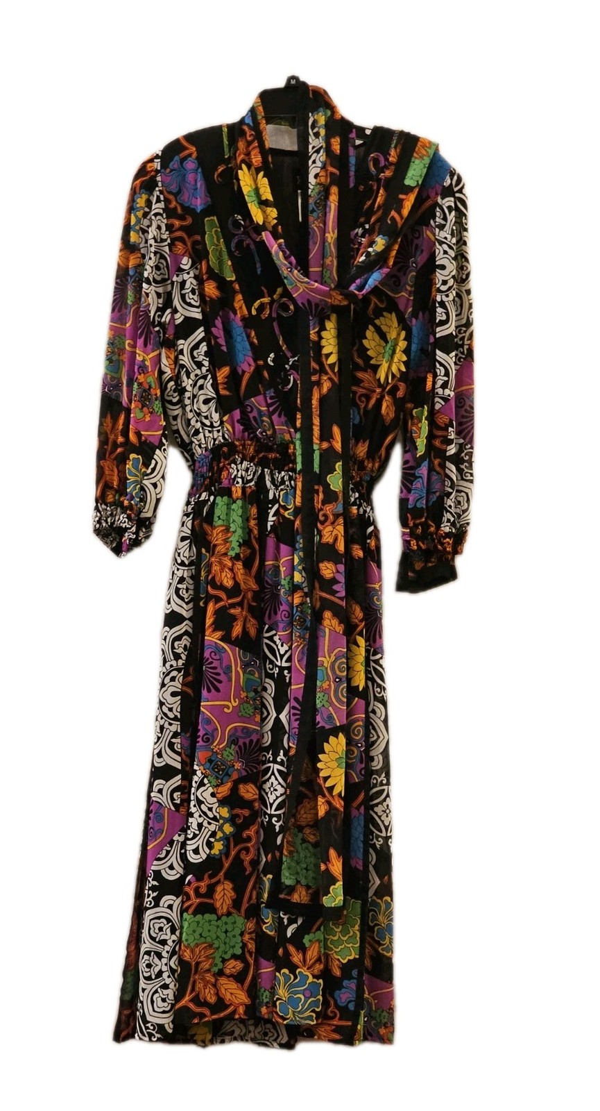 Vtg 80s Diane Freis Original Georgette Dress w/Scarf Sz S RARE 1 OF A Kind