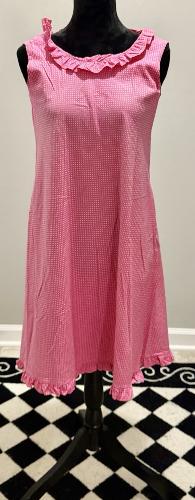 Vintage 1970s Lord & Taylor Pink Polka Dot Sundress