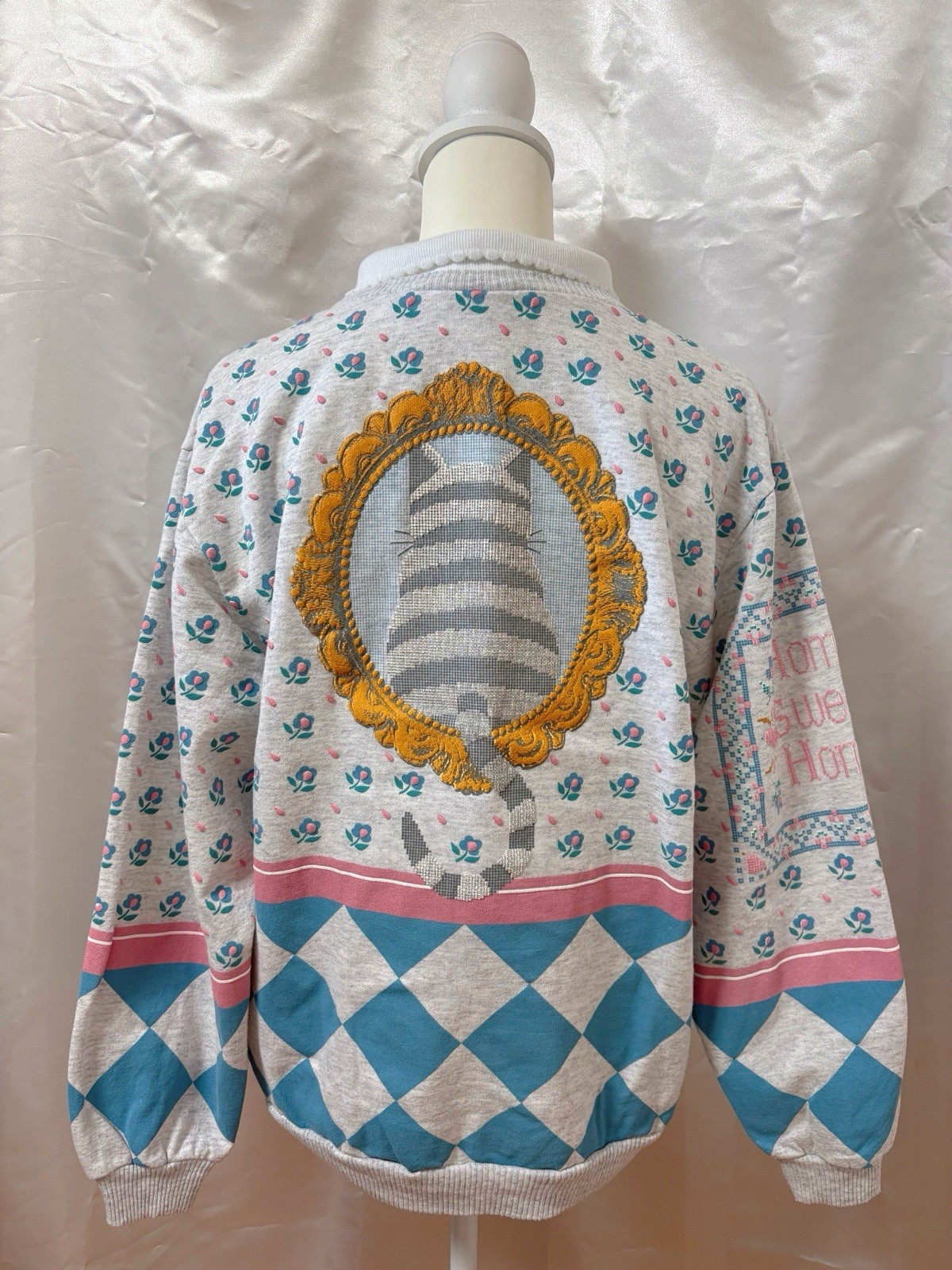 Vintage 80s SPUMONI Cat kitten Kitty Graphic Puff print Sweatshirt Cottagecore