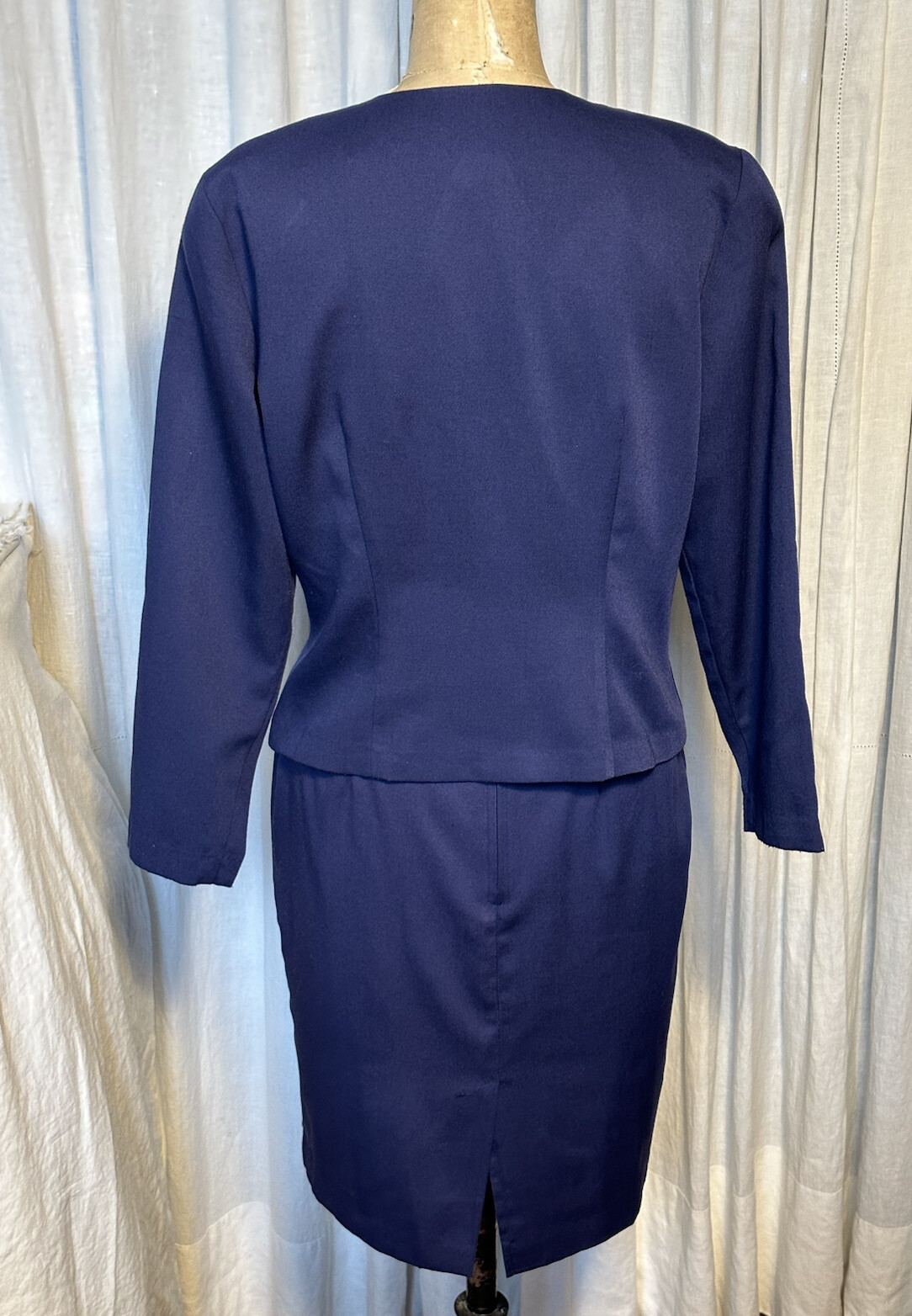 Vintage Maggie Lawrence Blue Skirt[knee L] Suit Sz M Pre-owned