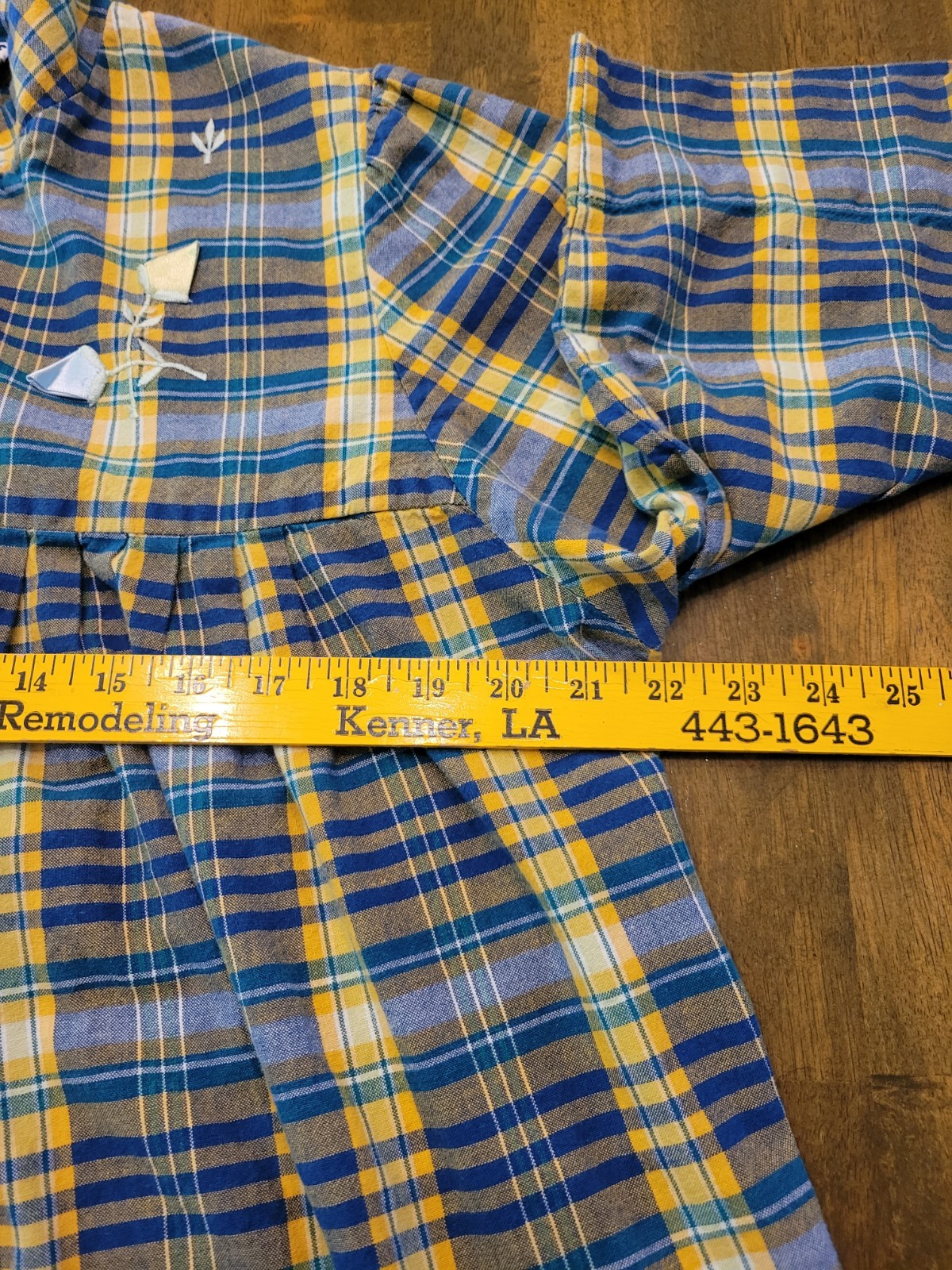 Vtg Coffee Coats By Saybury Women’s Blue Yellow Plaid Sz Med Embroidered Floral