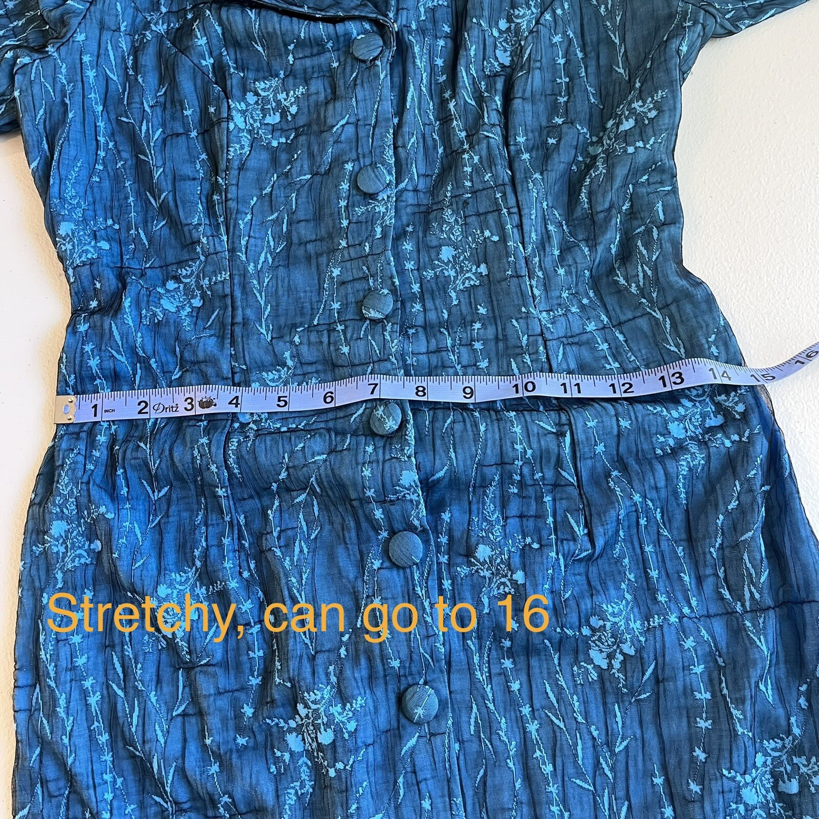 Vintage 1960s Dress Long Floral Womens Brocade Taffeta Nylon Appliqué XS/S