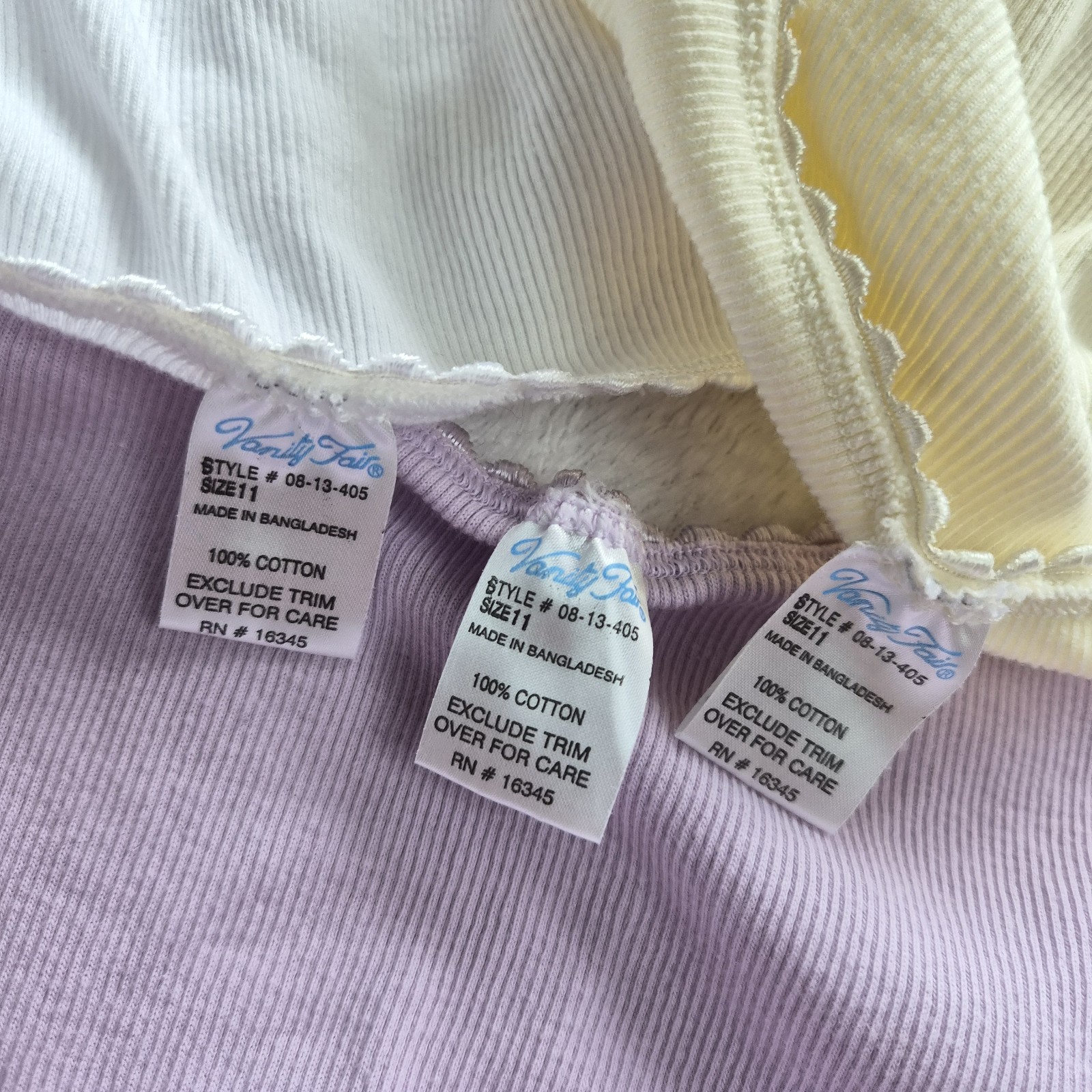 Lot 3 Pairs VANITY FAIR Plus Size Cotton Panties Cute Hearts Hi Cut Brief 4X/11