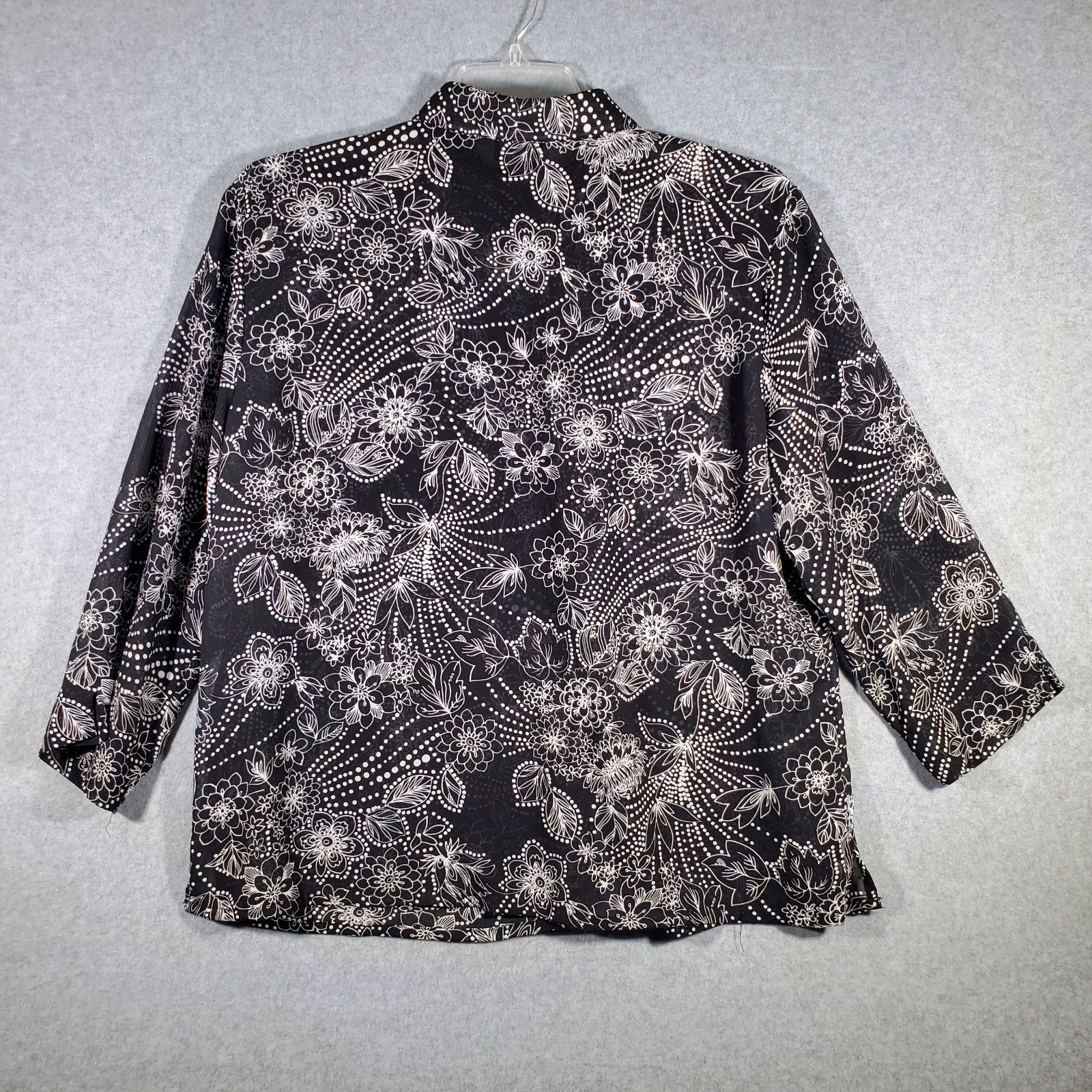 VTG Southern Lady Black White Floral Shirt Disco Cottagecore 2x/3x