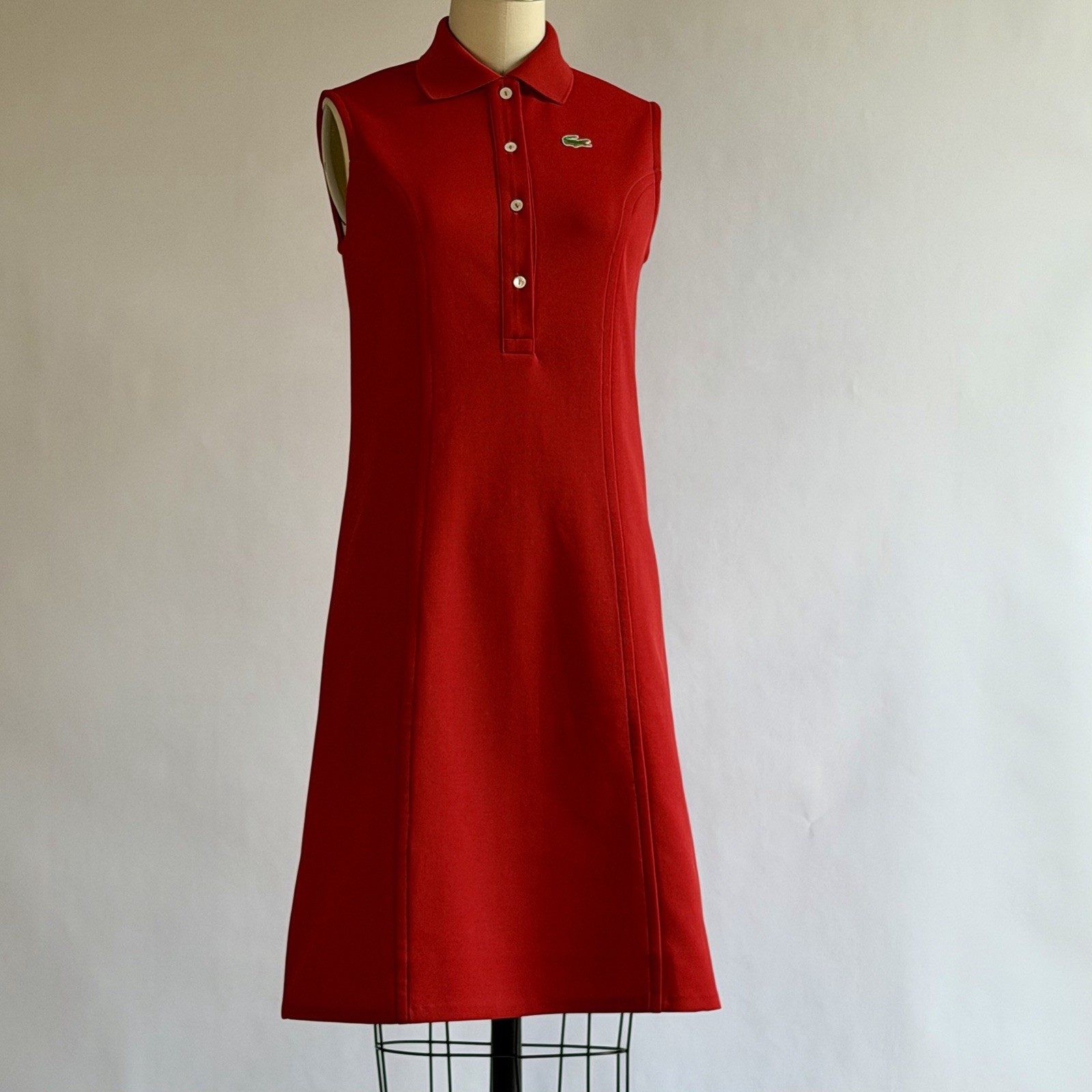 Vintage Chemise Lacoste Sleeveless Pique Tennis Dress Tomato 🍅 Red S