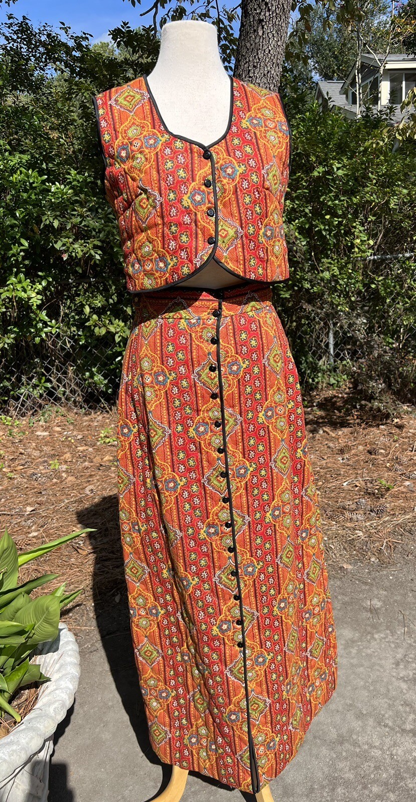 VTG 60’s/70’s Quilted Vest & Skirt, Prairie, Boho, Tribal, CottageCore, Mori