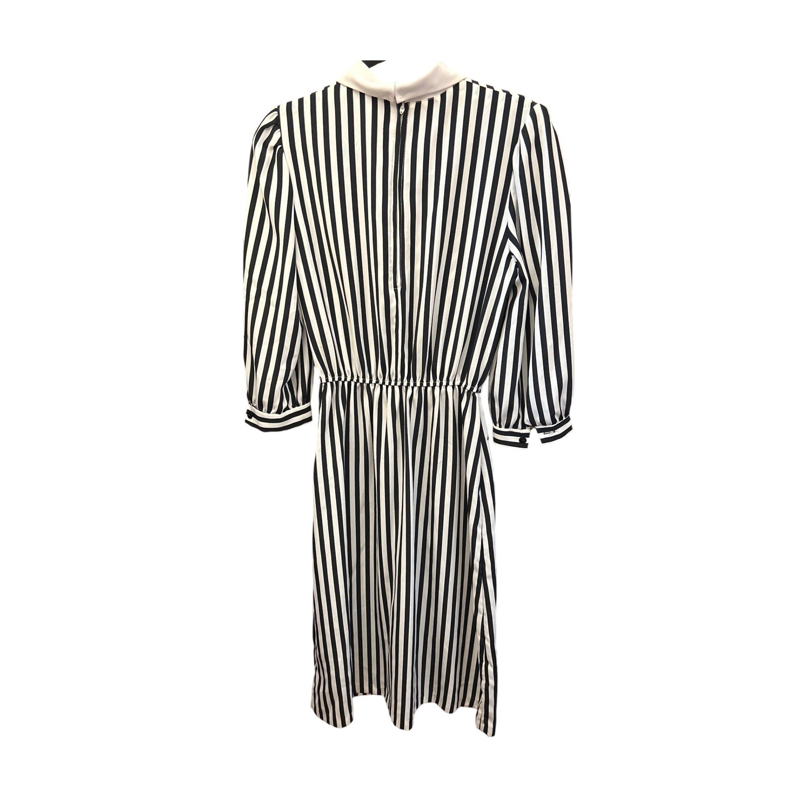80s Periwinkle Midi Dress Striped Mod Dark Academia Parisian Dark Preppy Goth