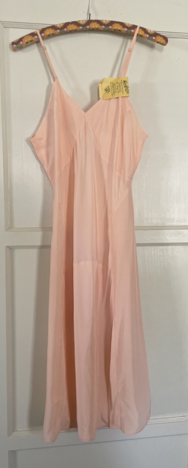 Vintage NOS 1940s Wonder Maid Miss Co-Ed Pink Full Slip Dress Sz 36 W/Tags USA