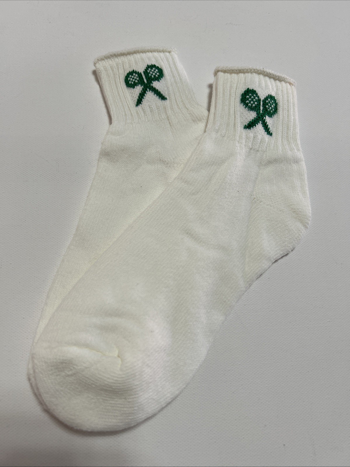 VTG Socks Women’s 8-11 Tennis 80s 90s White Green NOS USA Made