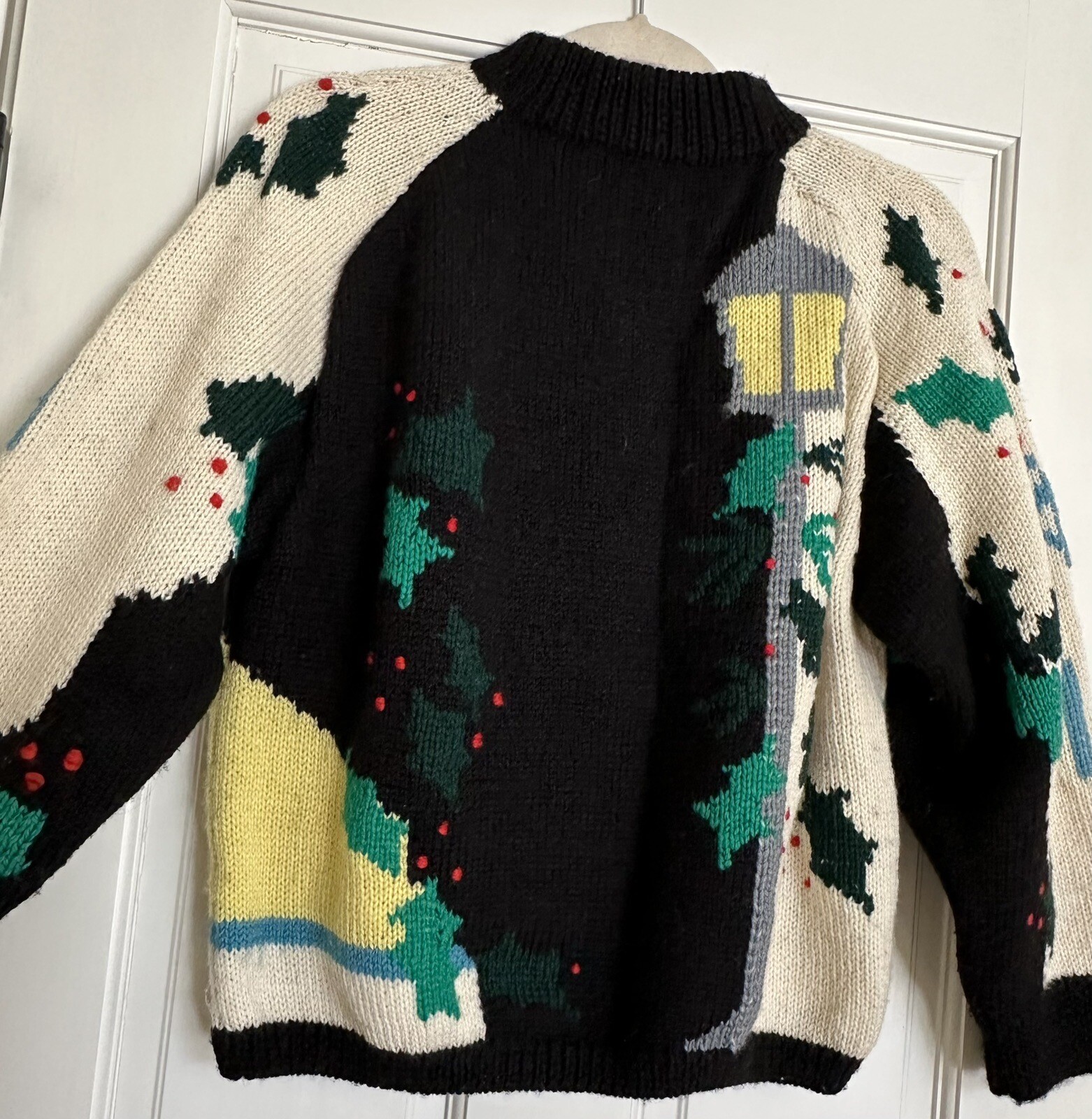 vintage 1988 BEREK by Marta D HANDKNIT Christmas SWEATER Carolers WOOL Ugly?