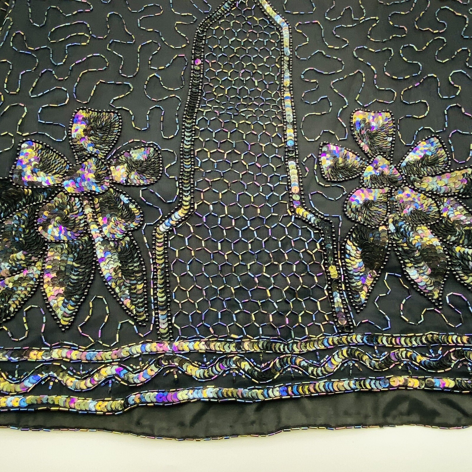 GOLD STAR BLACK BEADED SKIRT AND BLOUSE OUTFIT VINTAGE SIZE XL/XXL