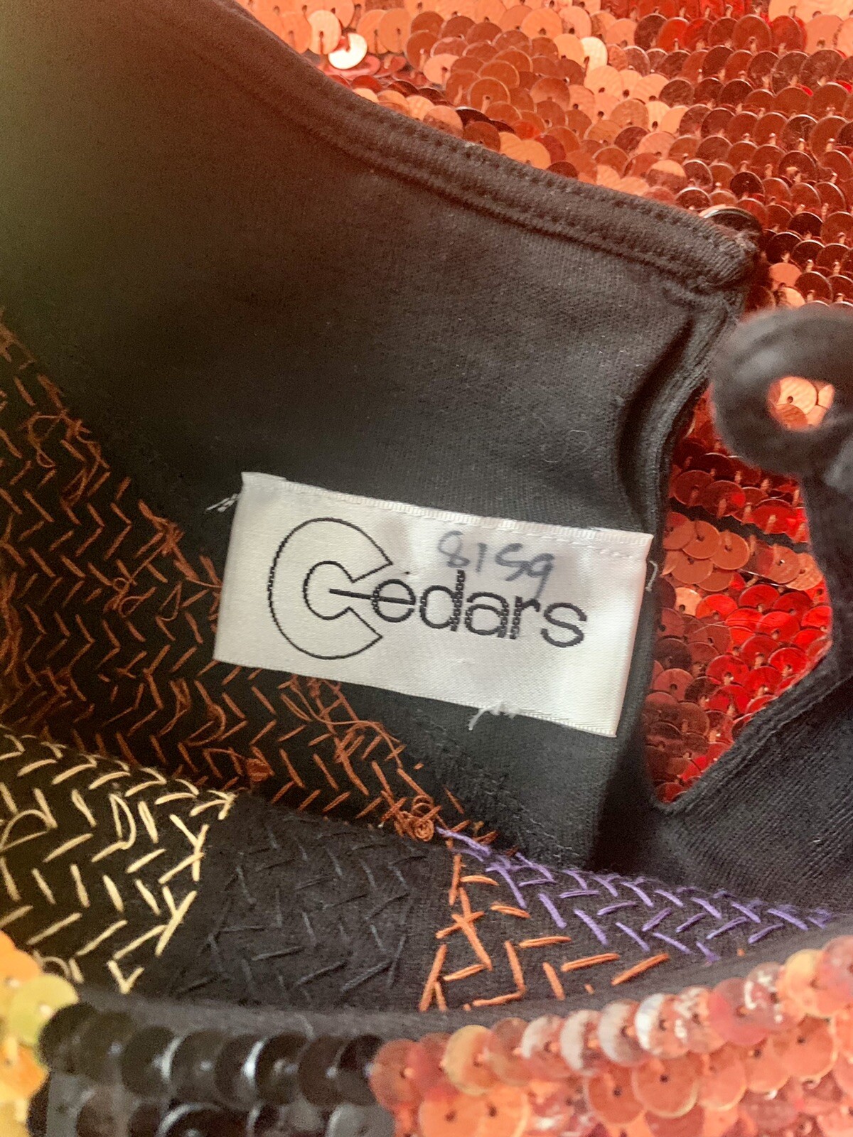 Vintage Cedars sequins abstract top disco S/M