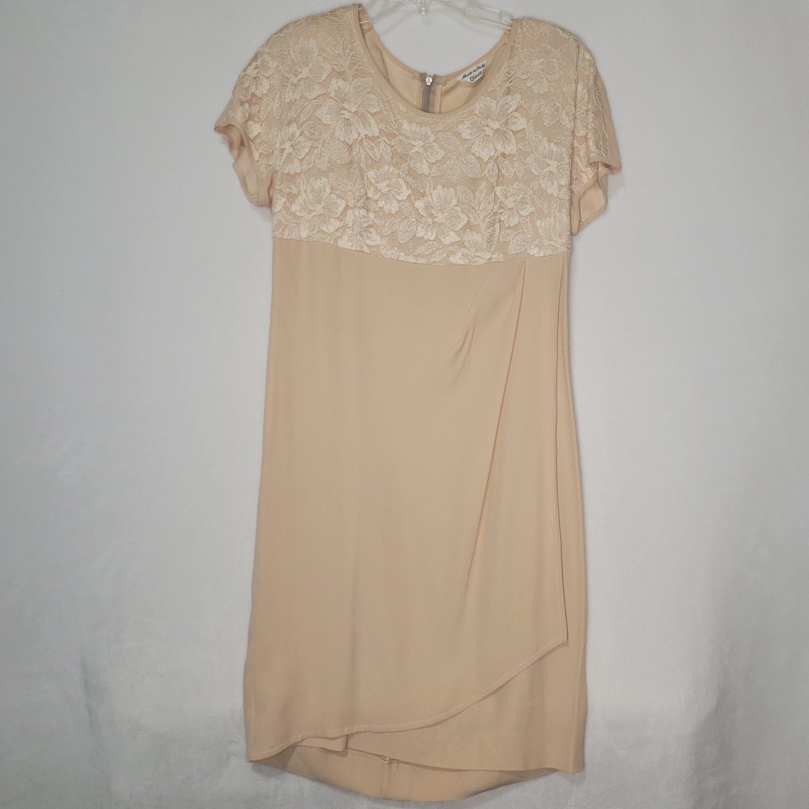 VTG Olmar Retro Shift Dress & Sheer Duster Peach Sz 44 Measurements in Descrip