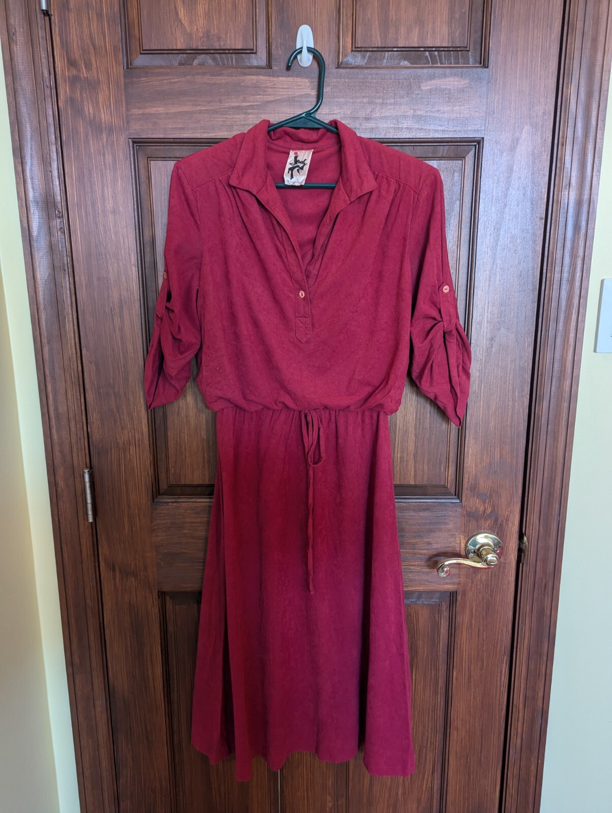 Vintage 70’s 80’s Jody T Of California Red Brushed Cotton Casual Dress Size XS