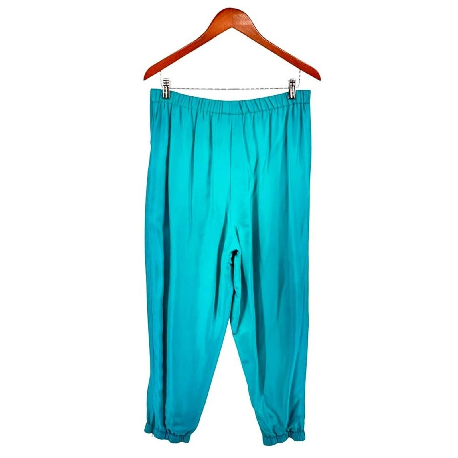 Vintage Spencer Jeremy 100% Silk 2 Piece Set Track Suit Large Dark Turquoise