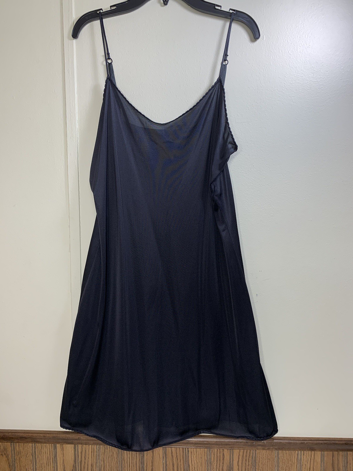 Black Nylon Full Slip Dress Size 36-42 Modest Stretch Vassarette 10-008