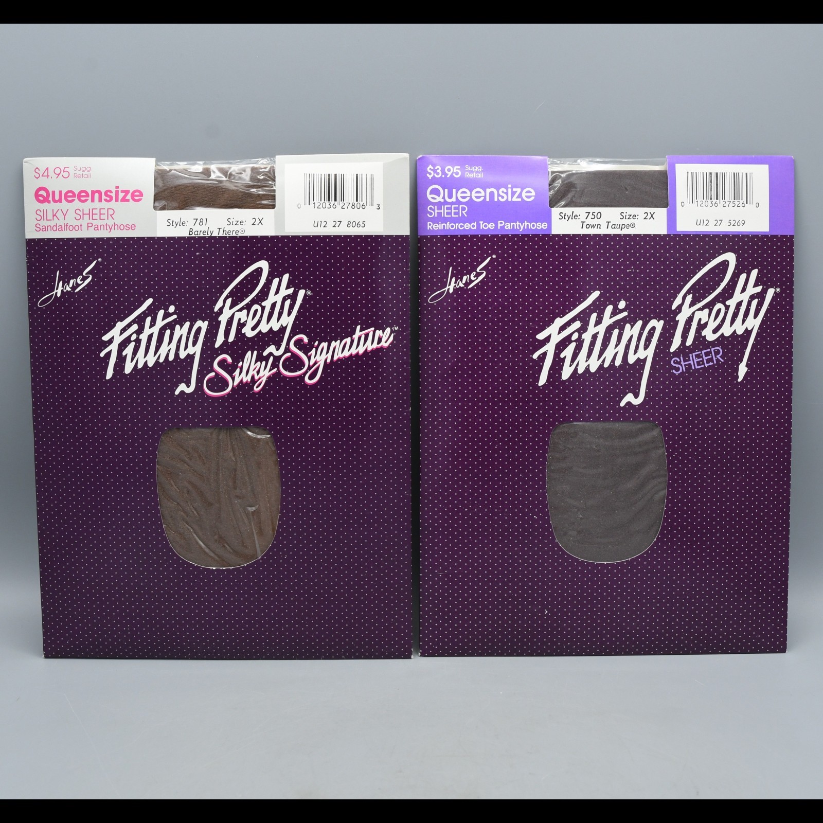Hanes Fitting Pretty Pantyhose Lot 2 Pairs Vintage QUEEN SIZE 2X Taupe Barely