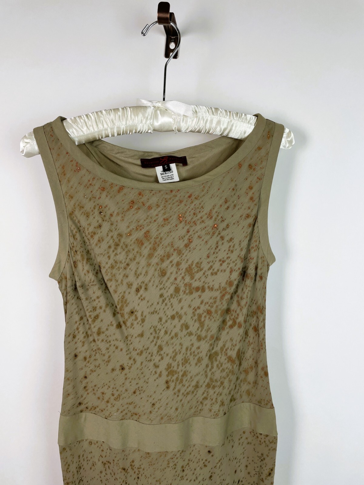 Vintage 90s SEVERINE PERAUDIN Exquisite French Designer Taupe silk slip dress S