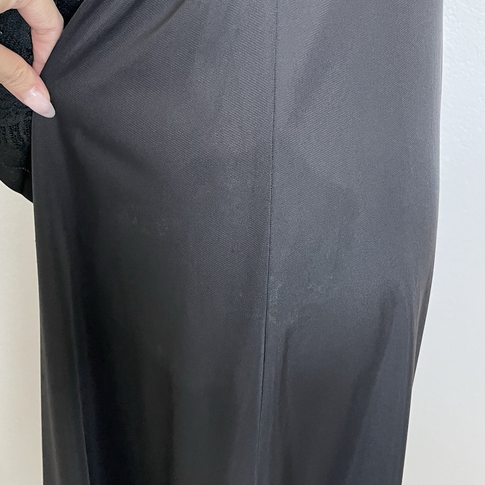 vintage Jolie nylon black lace wide sleeves long nightie robe S