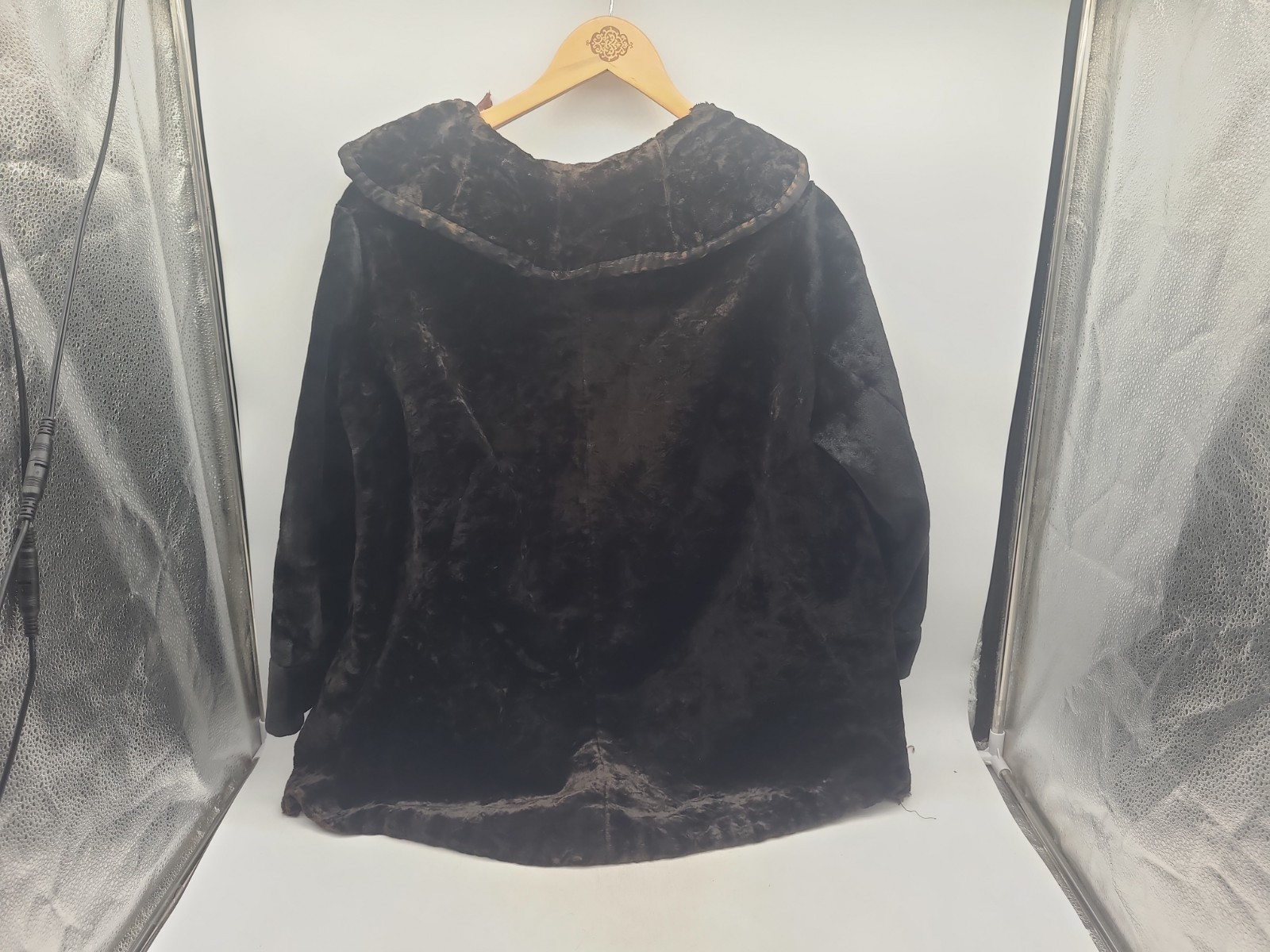 Antique Victorian Cape Capelet Satin Fur Black Mourning Edwardian