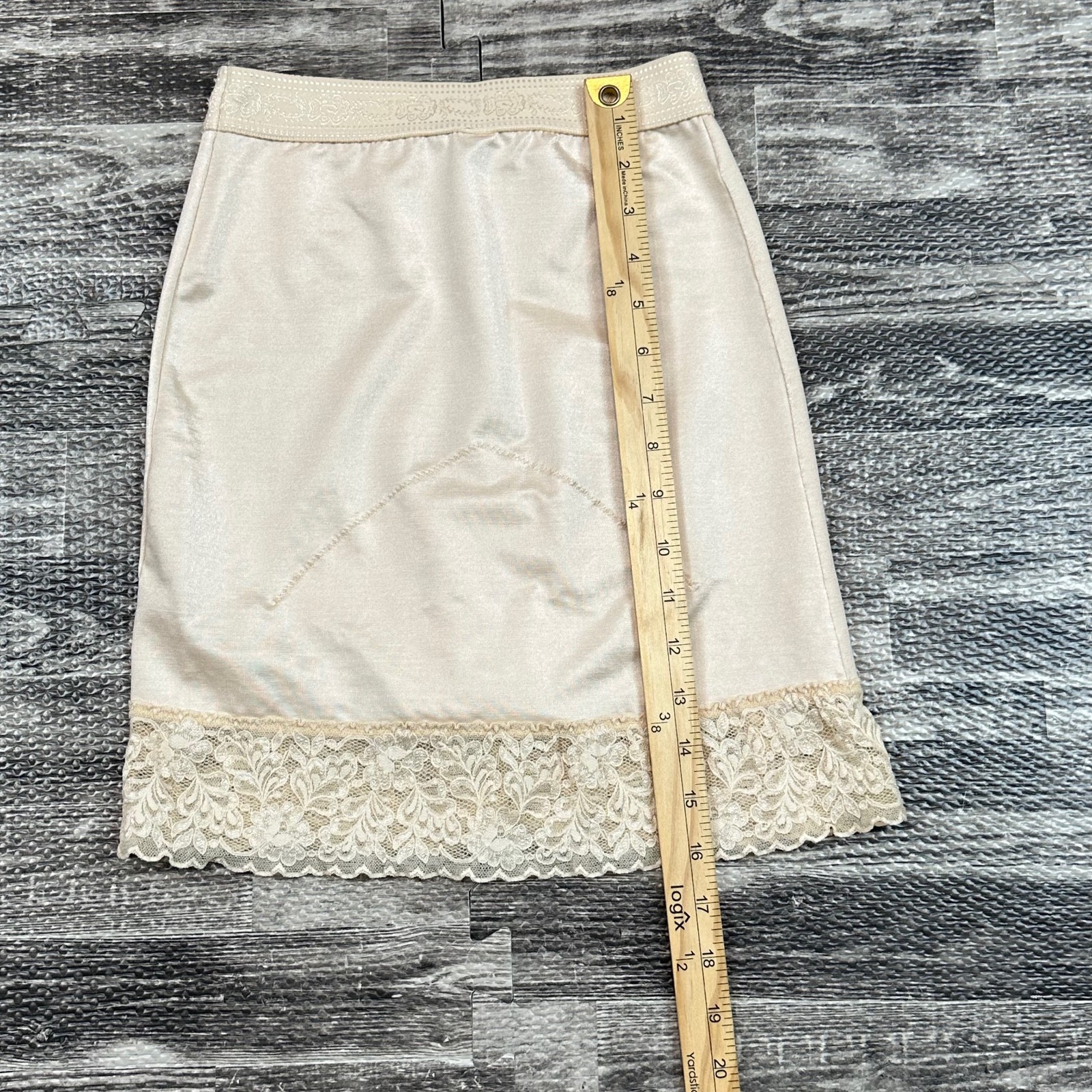 Vintage Shape-Mate Wiggle Skirt Half Slip Built-in Panty XL 31″-32″ Beige Sissy