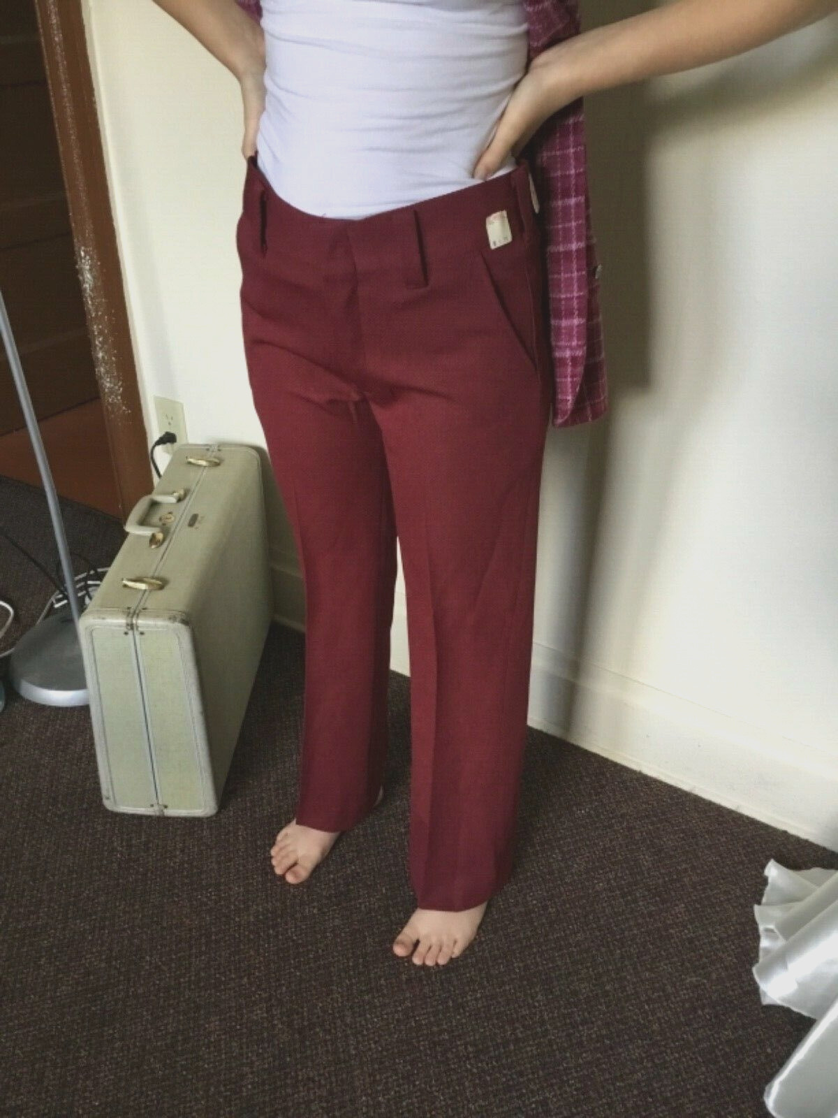 70’s Vintage Maroon Hippie Wide Leg Bell Bottom Pants “NWT”