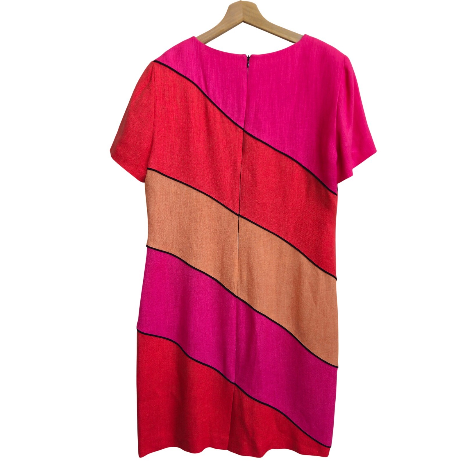 Vintage David Warren New York Colorblock Shift Dress Size 10 Office Career Retro
