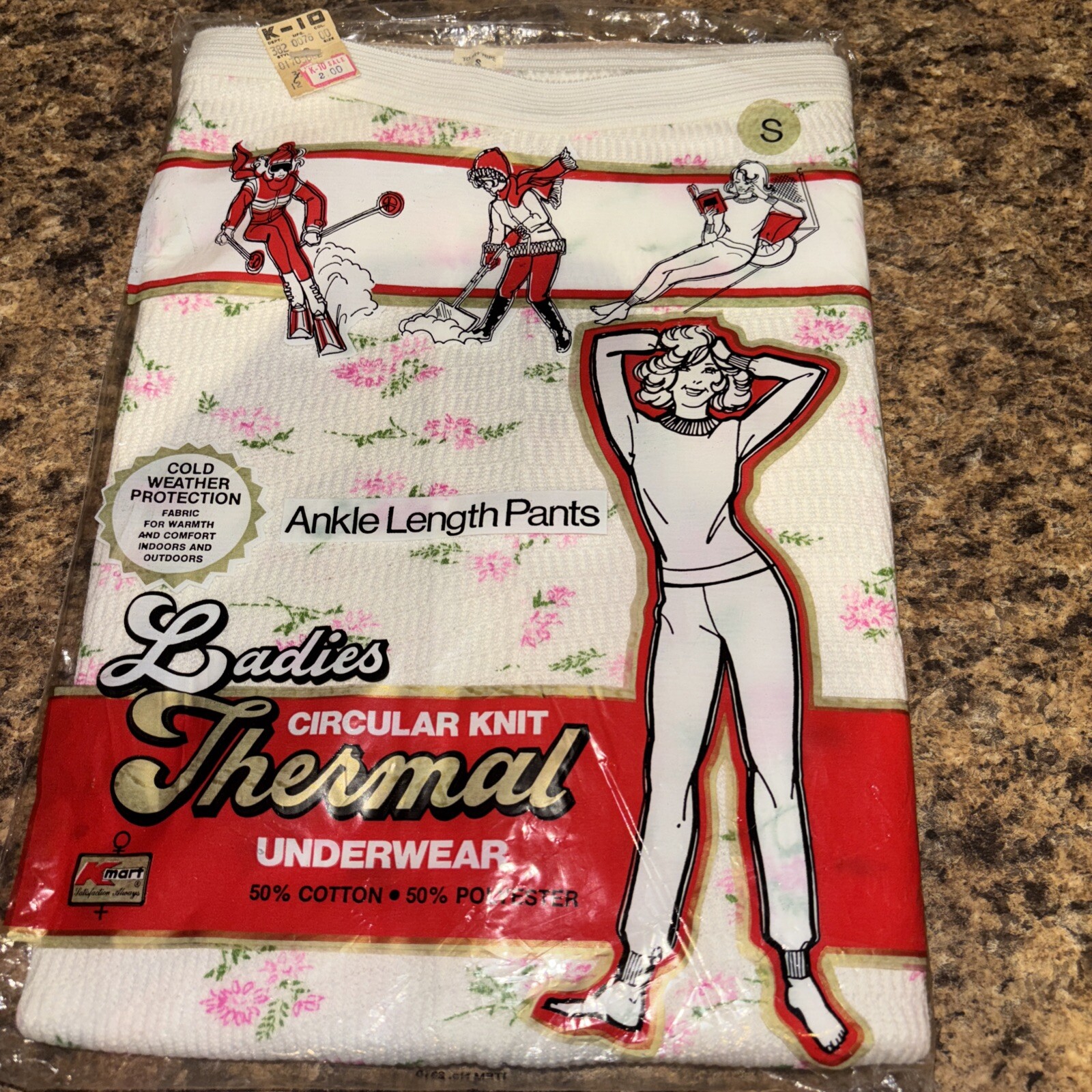 Vintage Kmart Ladies Small Thermal Circular Knit Pants Ankle Length Underwear