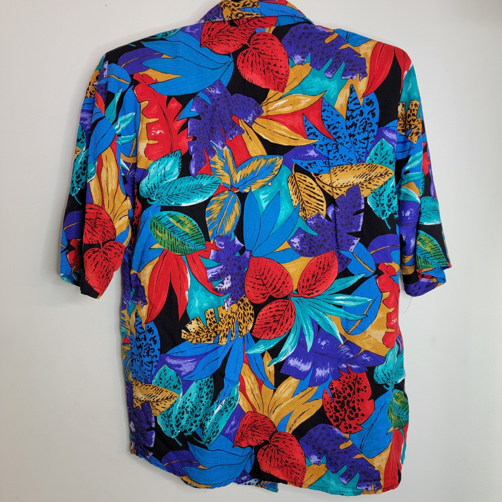 90s Bobbie Brooks Hawaiian Shirt Medium 12/14 W/ SHOULDER PADS! button down