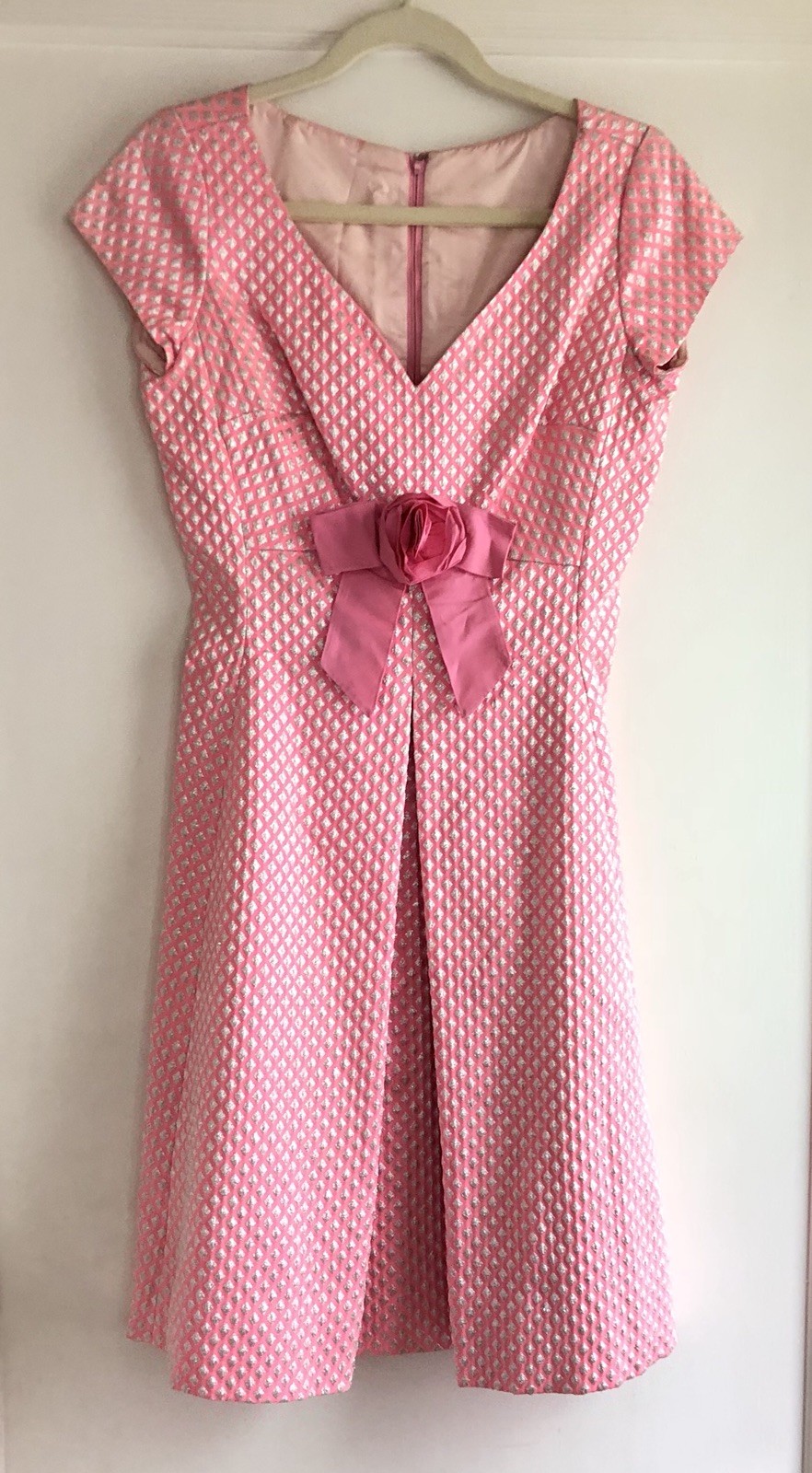 Vintage 50’s Marjorie Michael Of California Original Retro Pink Bow Dress Small