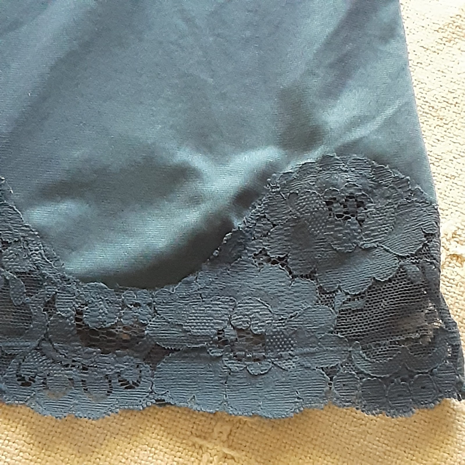 Vintage Half Slip Blue Nylon Small Dixie Belle Lace Trim Hem Antron III USA Made
