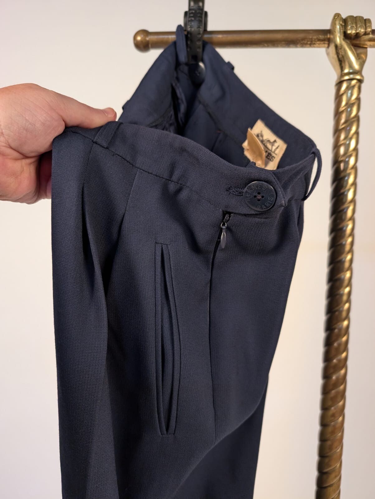 VINTAGE HERMES PARIS LONG PANTS W BUTTON SIDES – SIZE 42