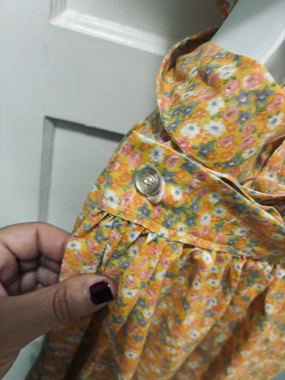 VTG 70s Gunne Style Prairie Cottage Core Hippie Festival Folk Apron Sun Dress XS