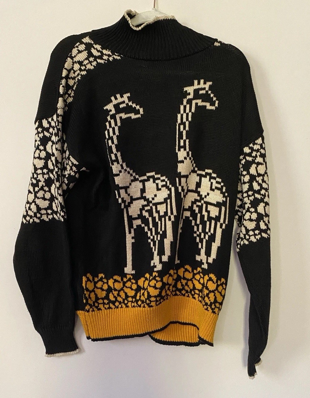 Vintage Bubble & Squeak Bev Hills M 100% Cotton Hand Loomed Sweater Giraffe