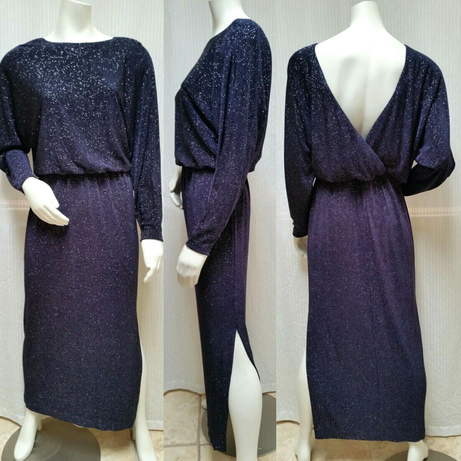 Vintage 80/90’s DAVE & JOHNNY Midnight Blue Sparkly Cocktail Party Dress -Size M
