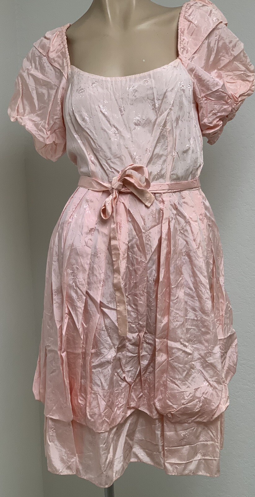 Diamond’s Run By Wayne Diamond Pink Glossy Satin Vintage 80s Prom Dress Size 5/6