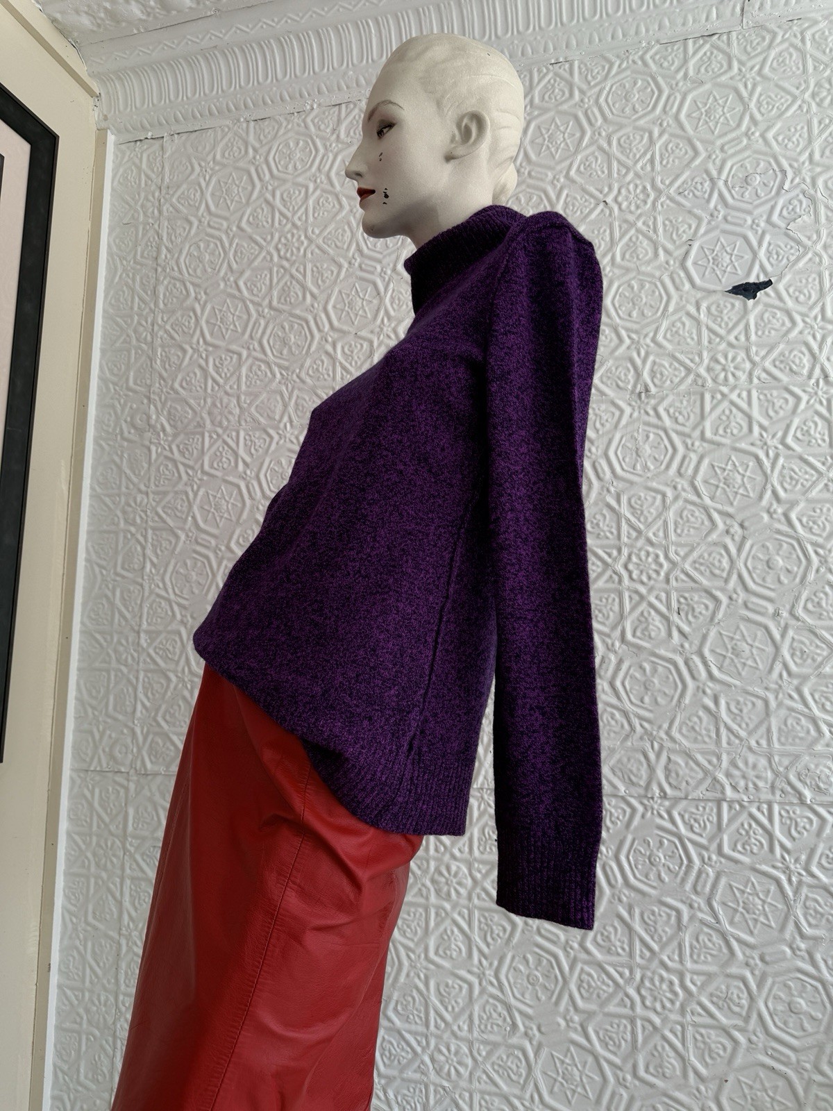 Purple Black Heather Cashmere Turtleneck sweater Medium Aqua