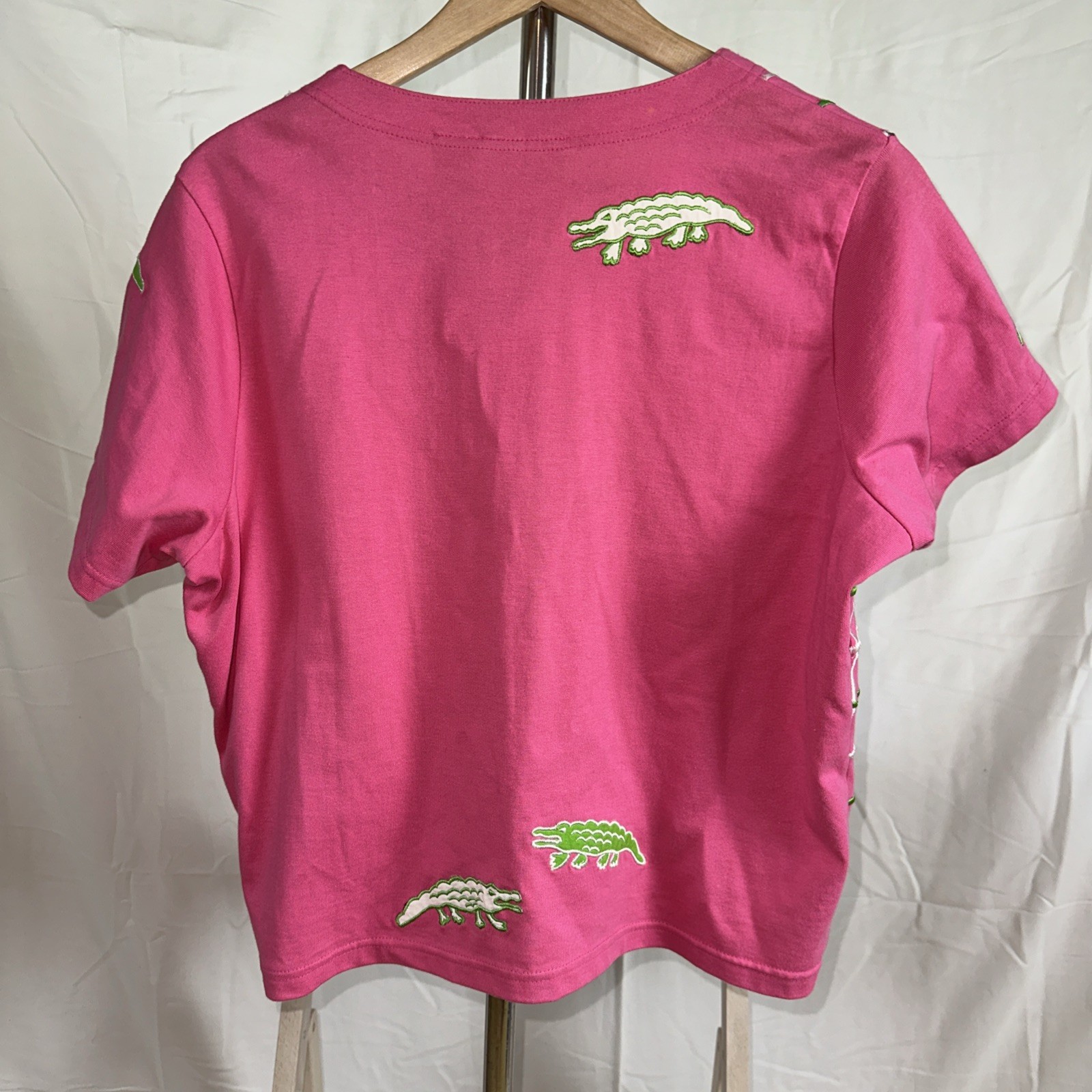 Vintage Michael Simon Lite Pink Alligator Short Sleeve Cardigan Top NWT Sz Large